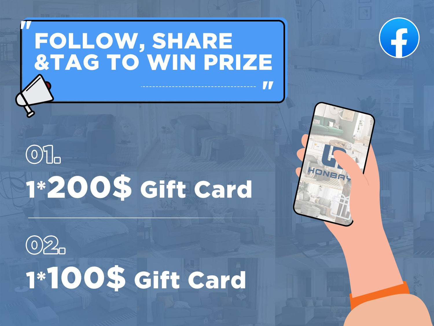 Have a Chance to Win a $200 Gift Card in Facebook - Honbaymall