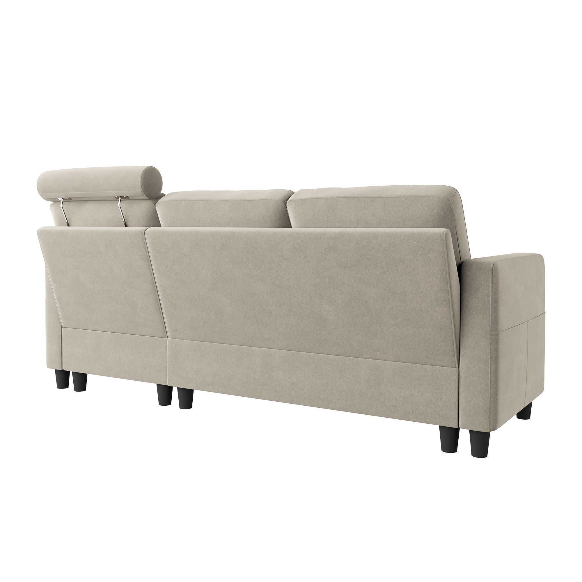 HONBAY Velvet L Shaped Sectional Sofa Couch with Reversible Storage Chaise