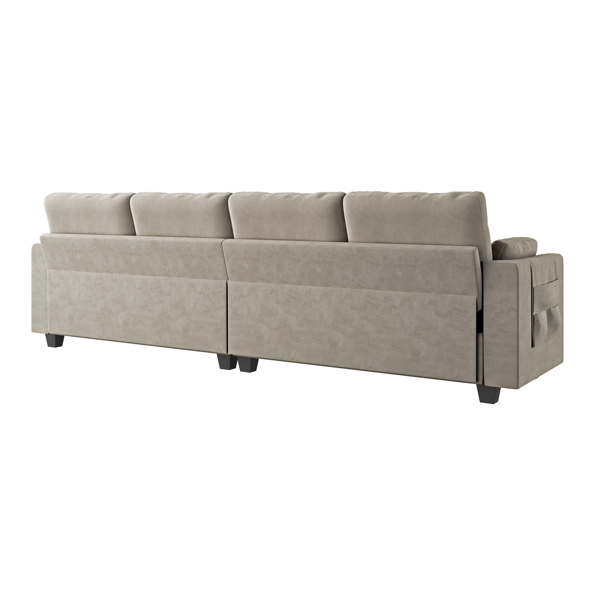 HONBAY Velvet 4-Seat L-Shaped Sectional Sofa with Storage Chaise