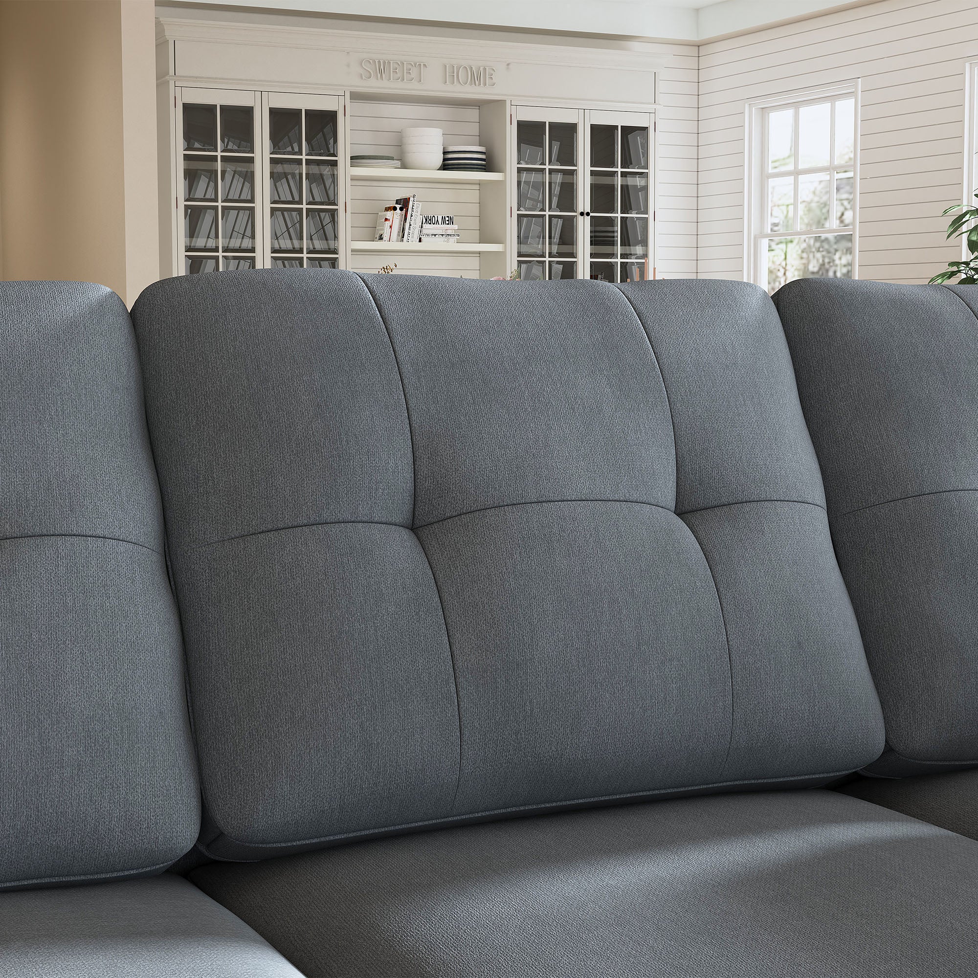 HONBAY 4-Seat L-Shaped Sectional Sofa with Storage Chaise
