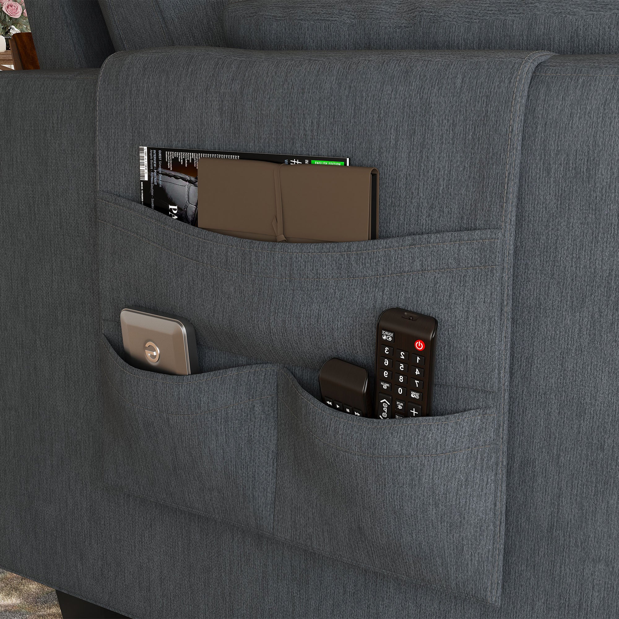HONBAY 4-Seat L-Shaped Sectional Sofa with Storage Chaise