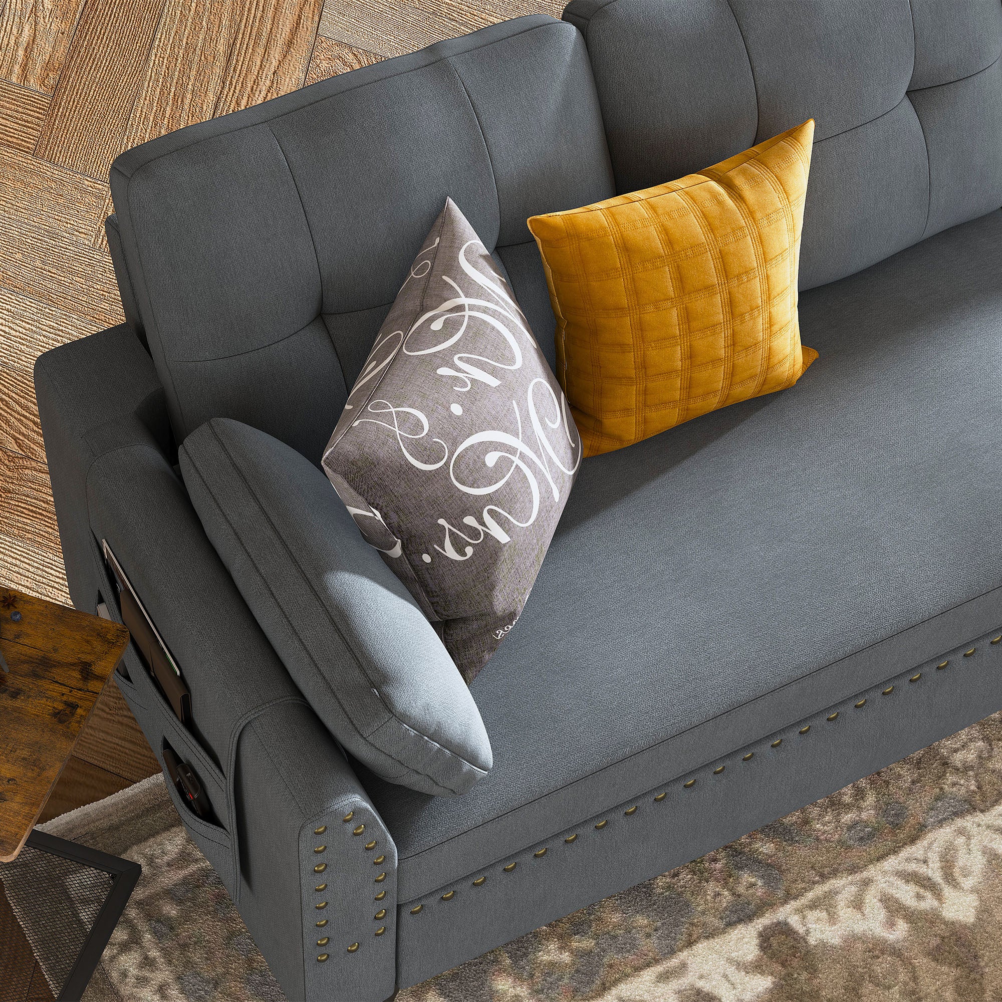 HONBAY 4-Seat L-Shaped Sectional Sofa with Storage Chaise