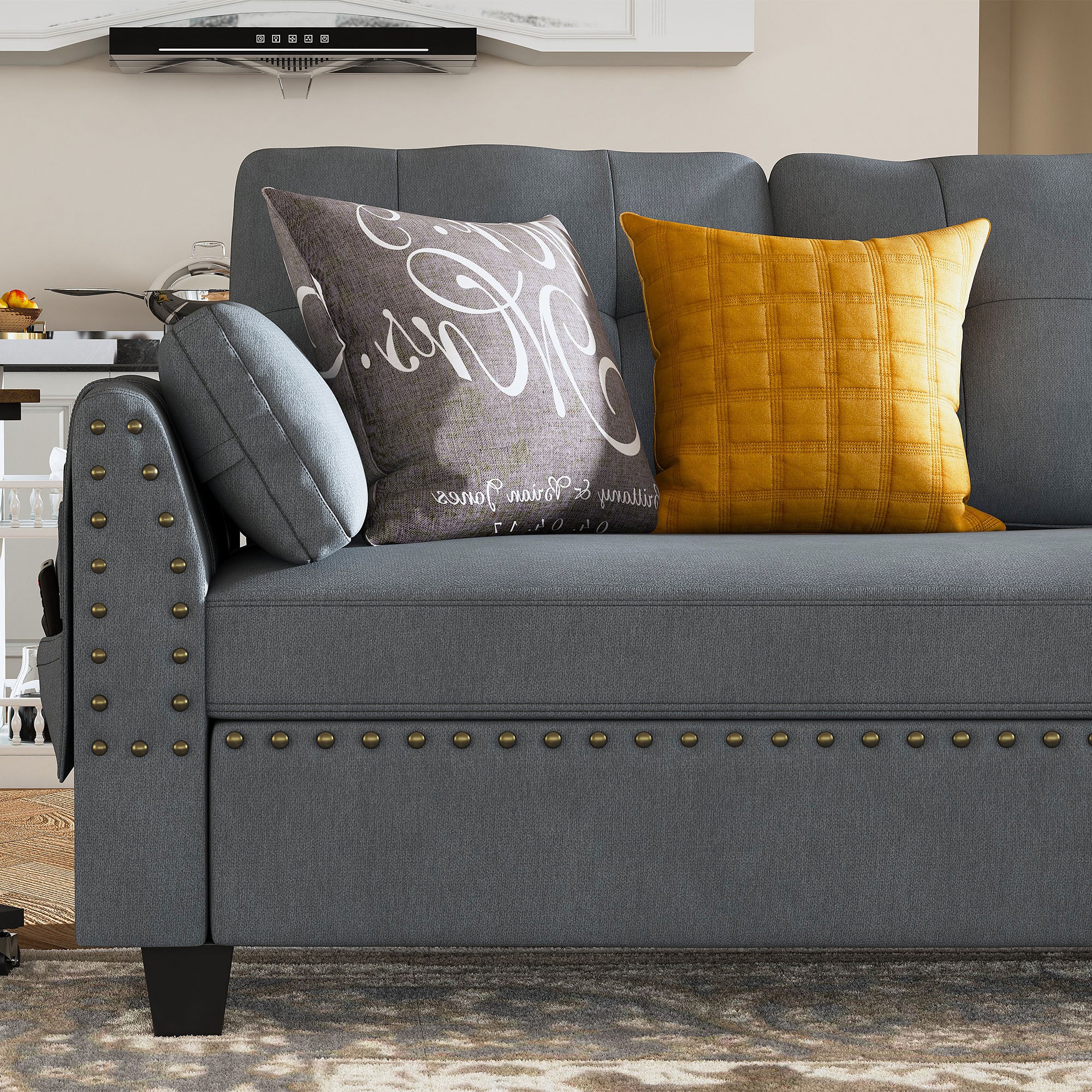 HONBAY 4-Seat L-Shaped Sectional Sofa with Storage Chaise