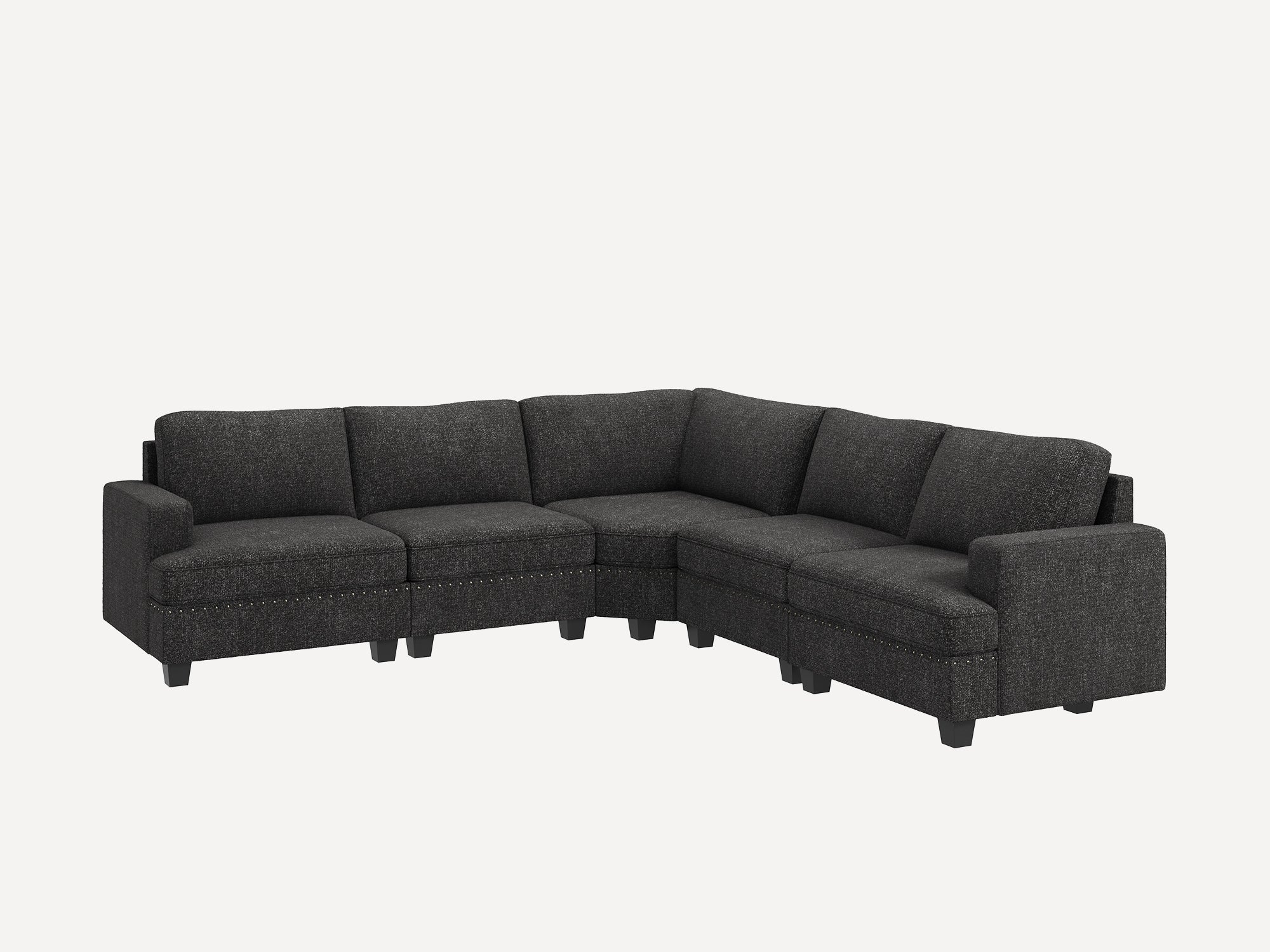 HONBAY 5-Seat Corner Modular Sofa  Oversized Convertible Sectional Sofa Couch for Living Room #Color_Dark Grey
