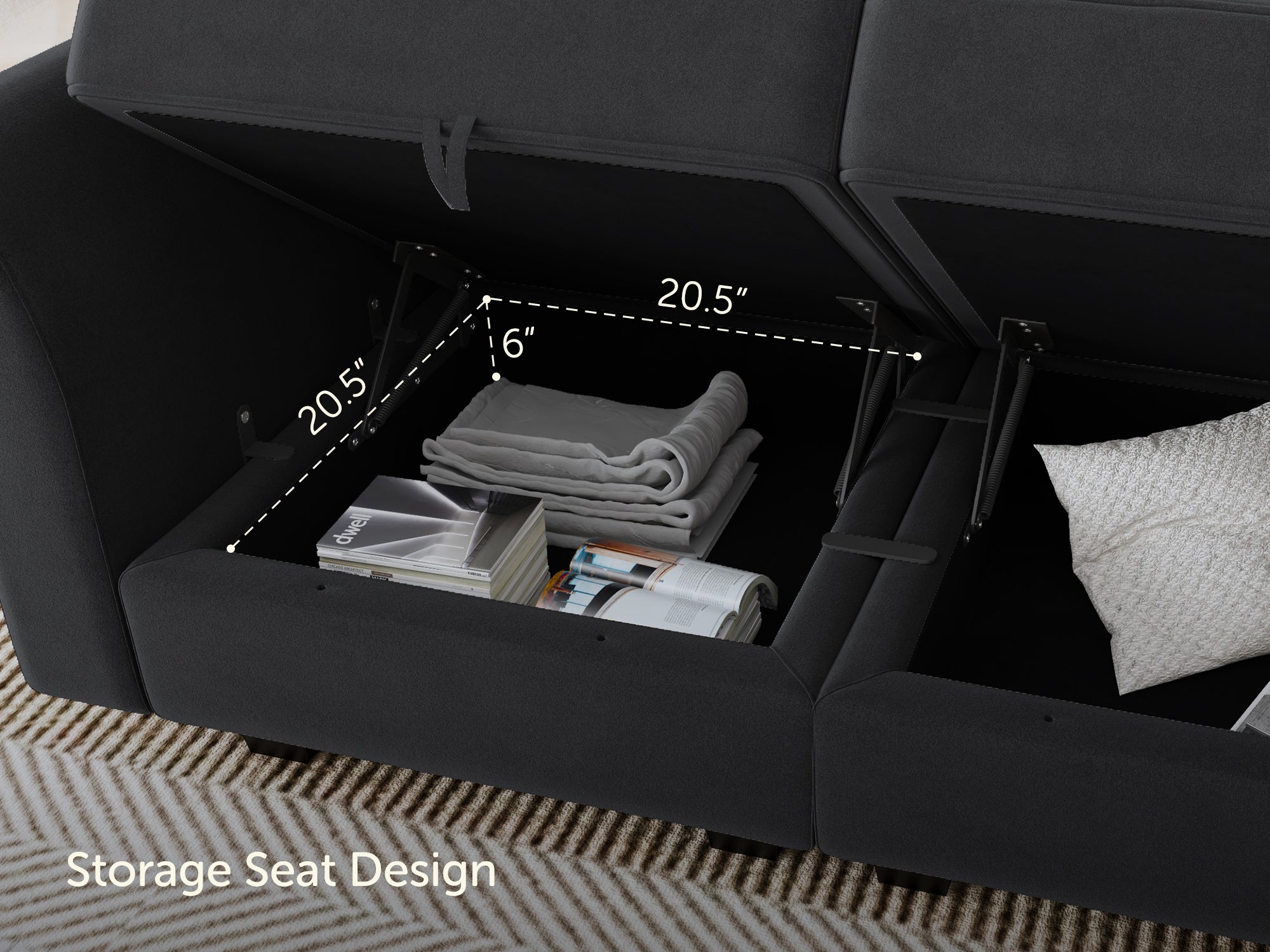 HONBAY 14-Piece Velvet Modular Sleeper Sectional With Storage Seat