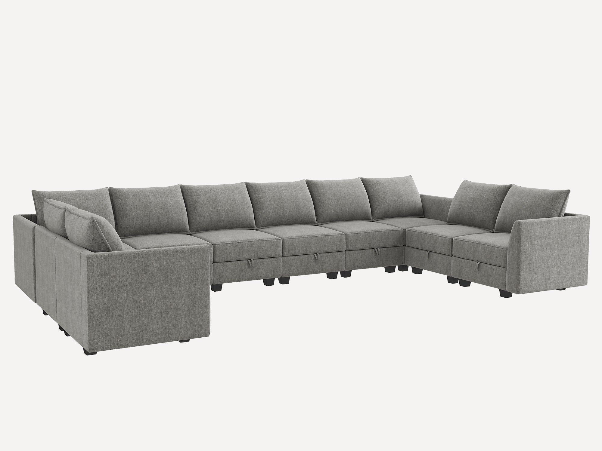 HONBAY Classic Modular Sofa 10 Seat 2 Side Armrest with Storage Seater