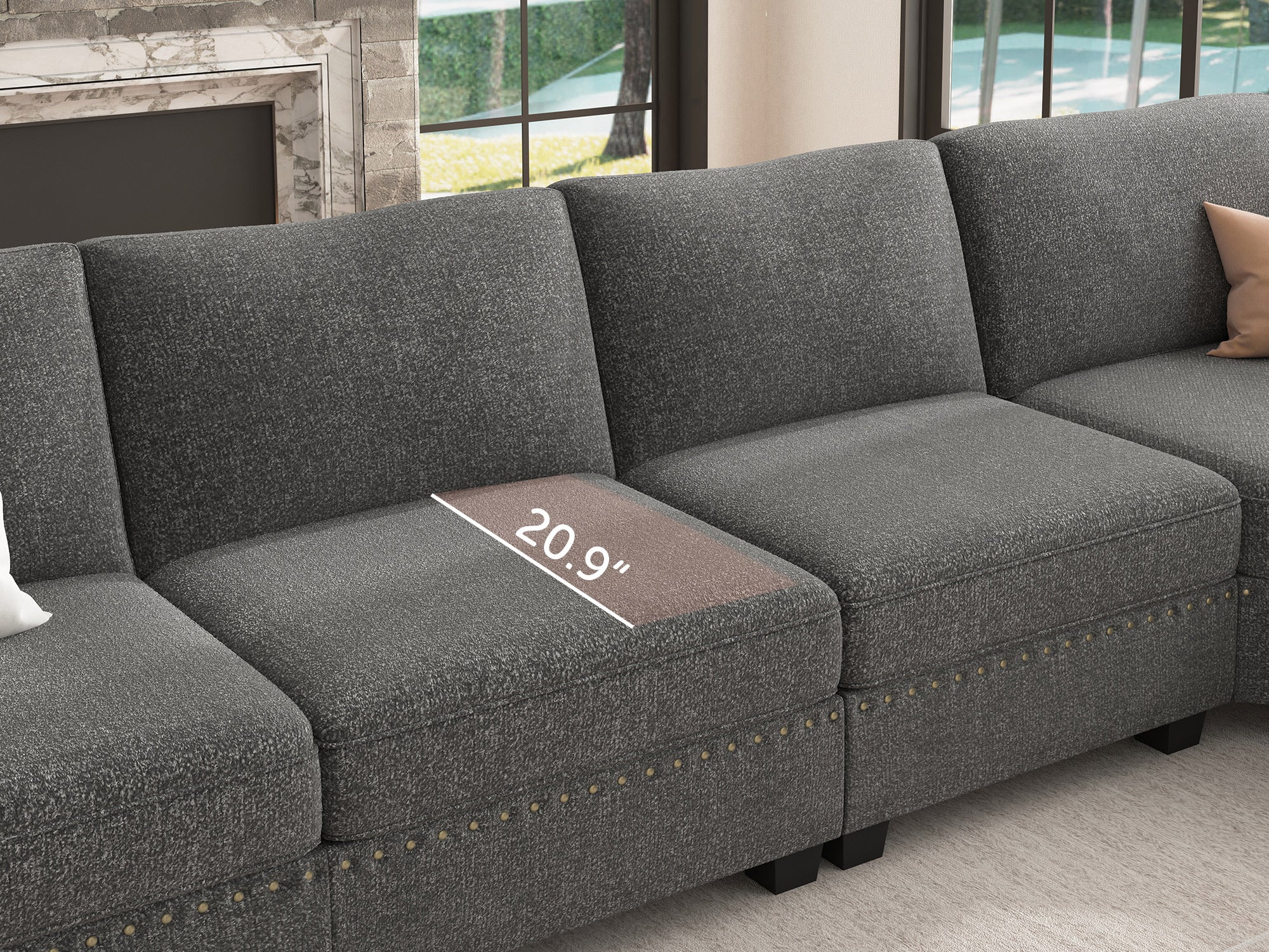 NOLANY 4-Seat Corner Modular Sofa Oversized Sectional Couch for Living Room #Color_Light Grey