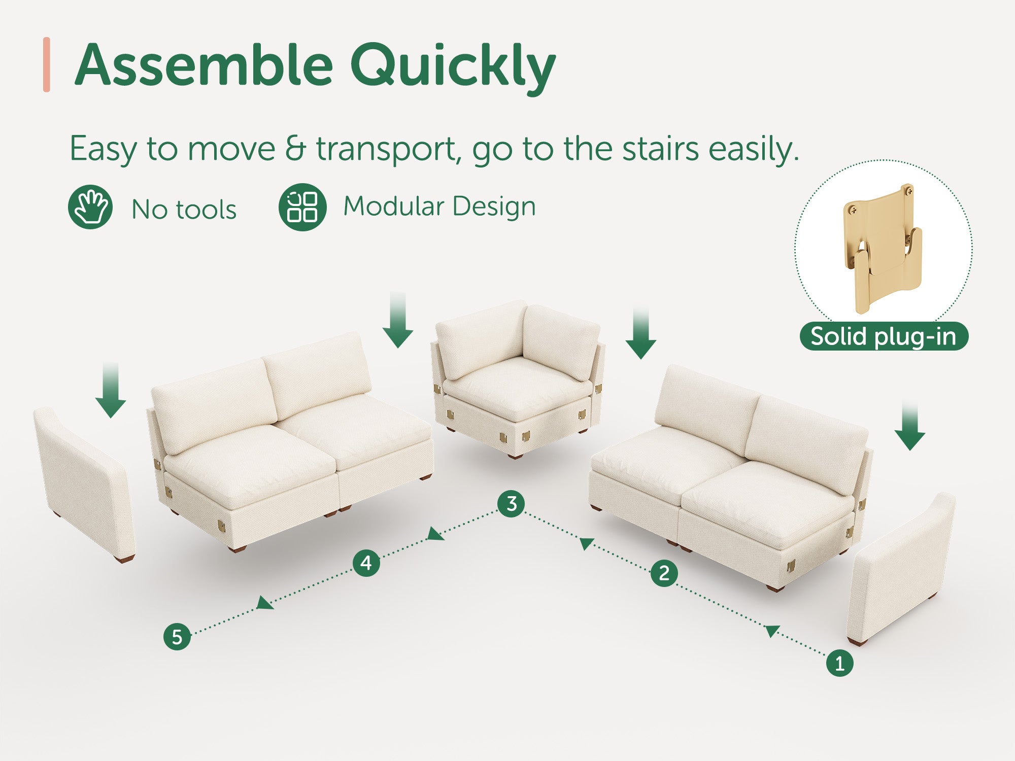 HONBAY 7-Piece Oversized Cloud Down-Filled Chenille Modular U-Shaped Sectional Sofa
#Color_Beige