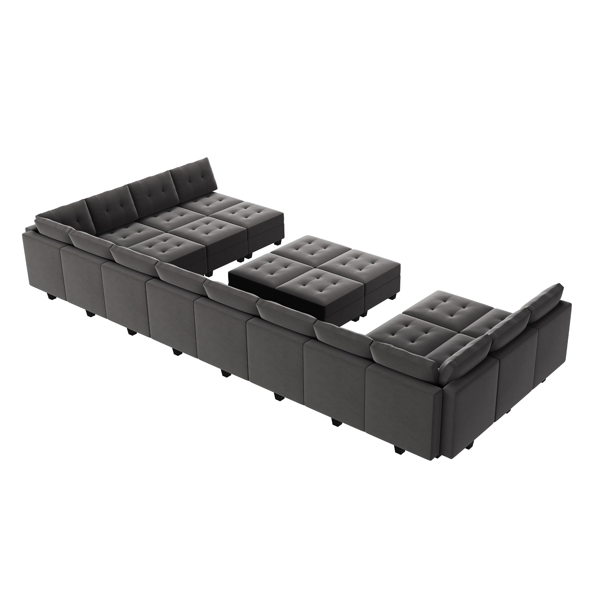 HONBAY 22-Piece Velvet Modular Sleeper Sectional With Storage Seat