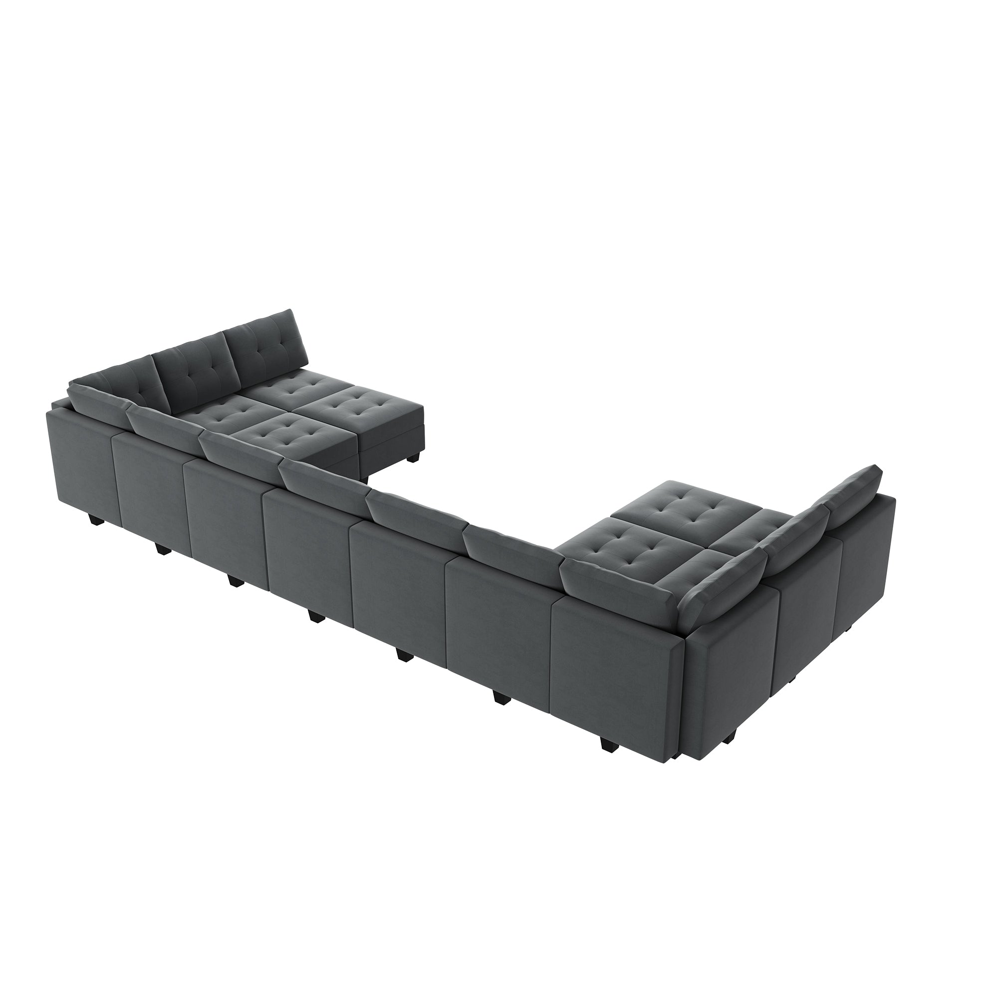 HONBAY 15-Piece Velvet Modular Sleeper Sectional With Storage Seat