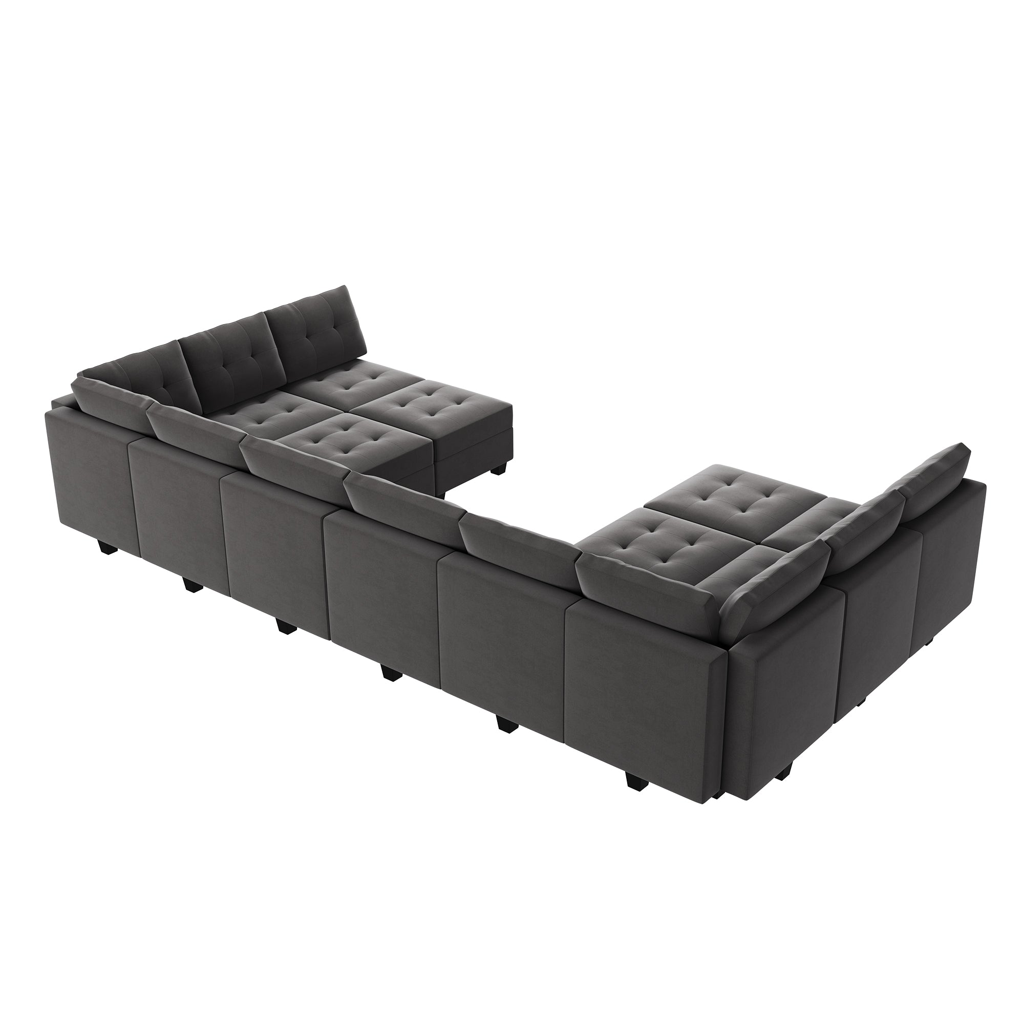 HONBAY 14-Piece Velvet Modular Sleeper Sectional With Storage Seat