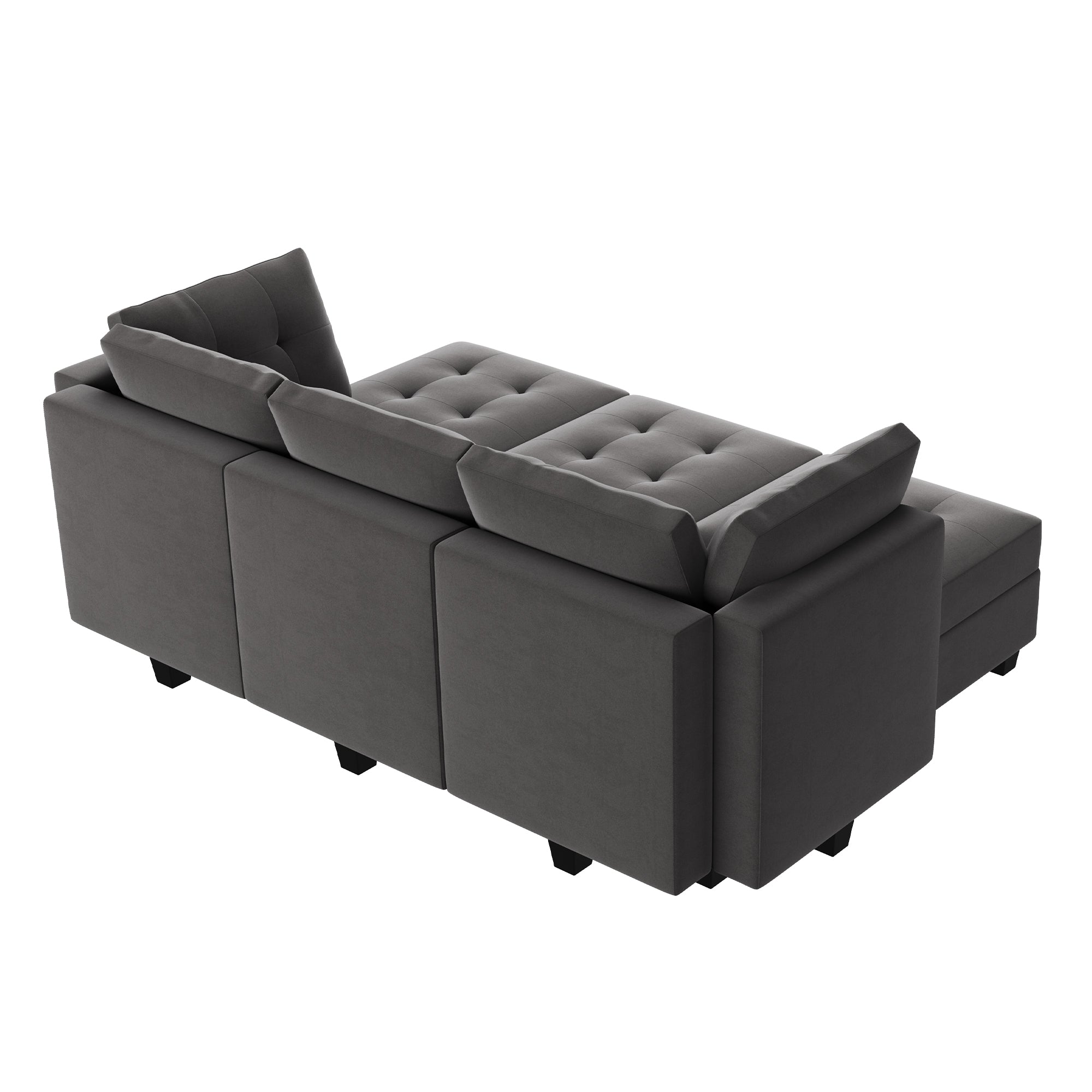 HONBAY 6-Piece Velvet Modular Sleeper Sectional With Storage Seat