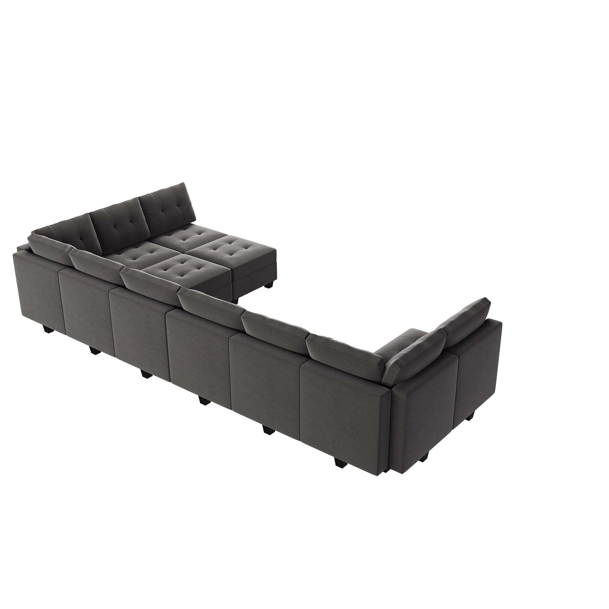 HONBAY 11-Piece Velvet Modular Sleeper Sectional With Storage Seat