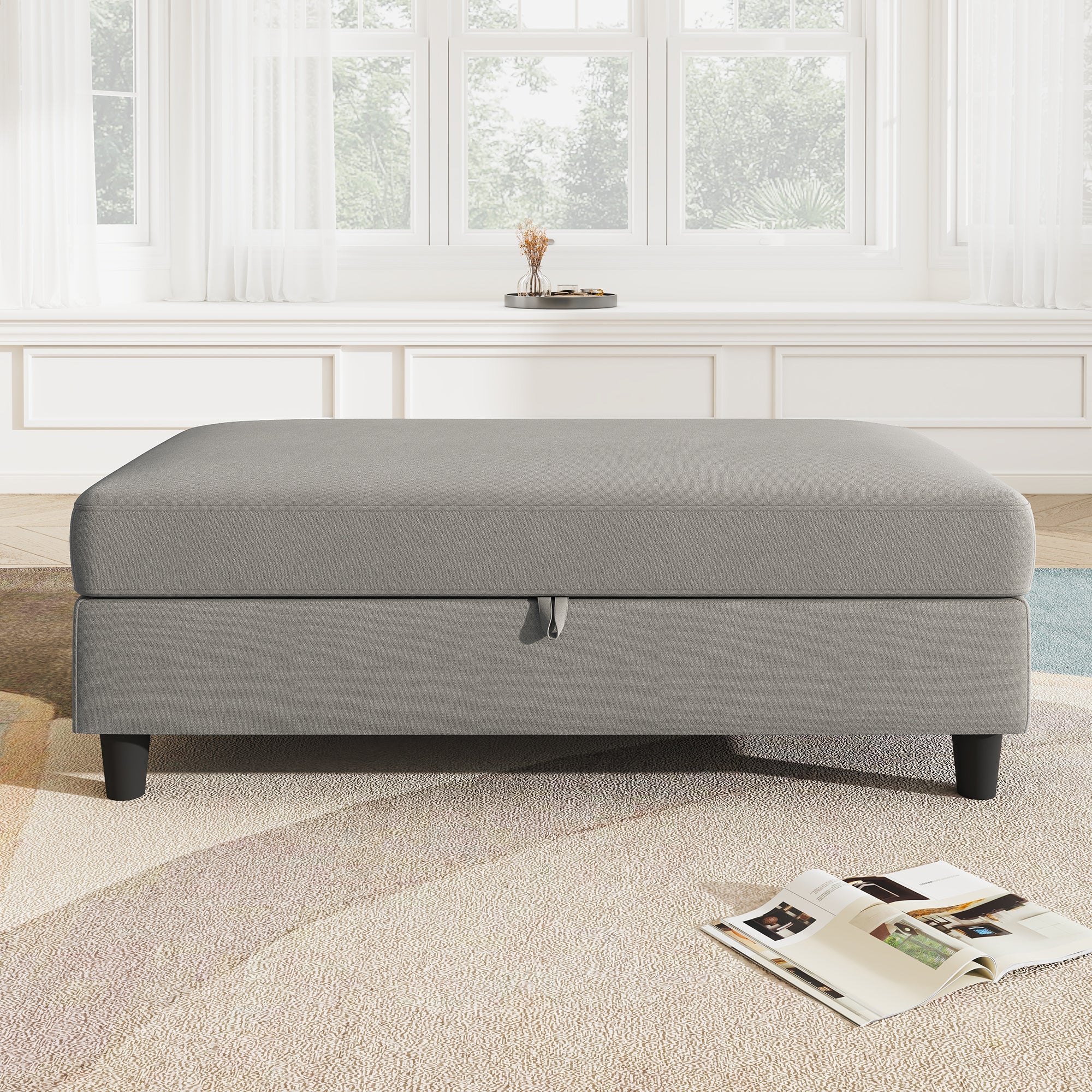 HONBAY Storage Ottoman for U-Shaped Sectional Sofa Couch