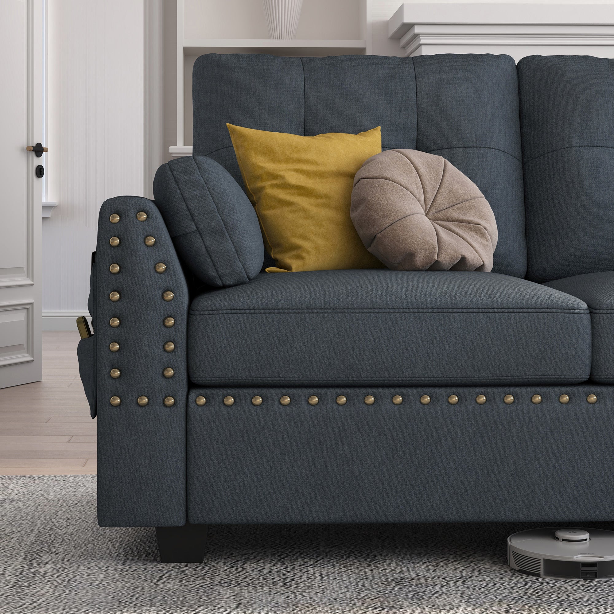 HONBAY 4-Seat U-Shaped Sectional Sofa with Storage Reversible Chaise Set