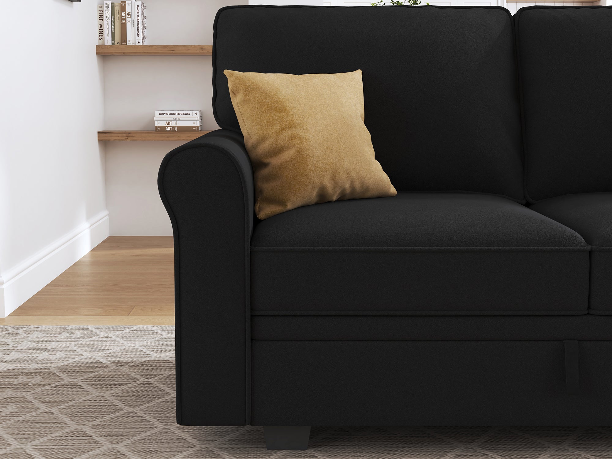 HONBAY Velvet 4-Seat Sectional Sofa U-Shaped Sofa with Storage Seat