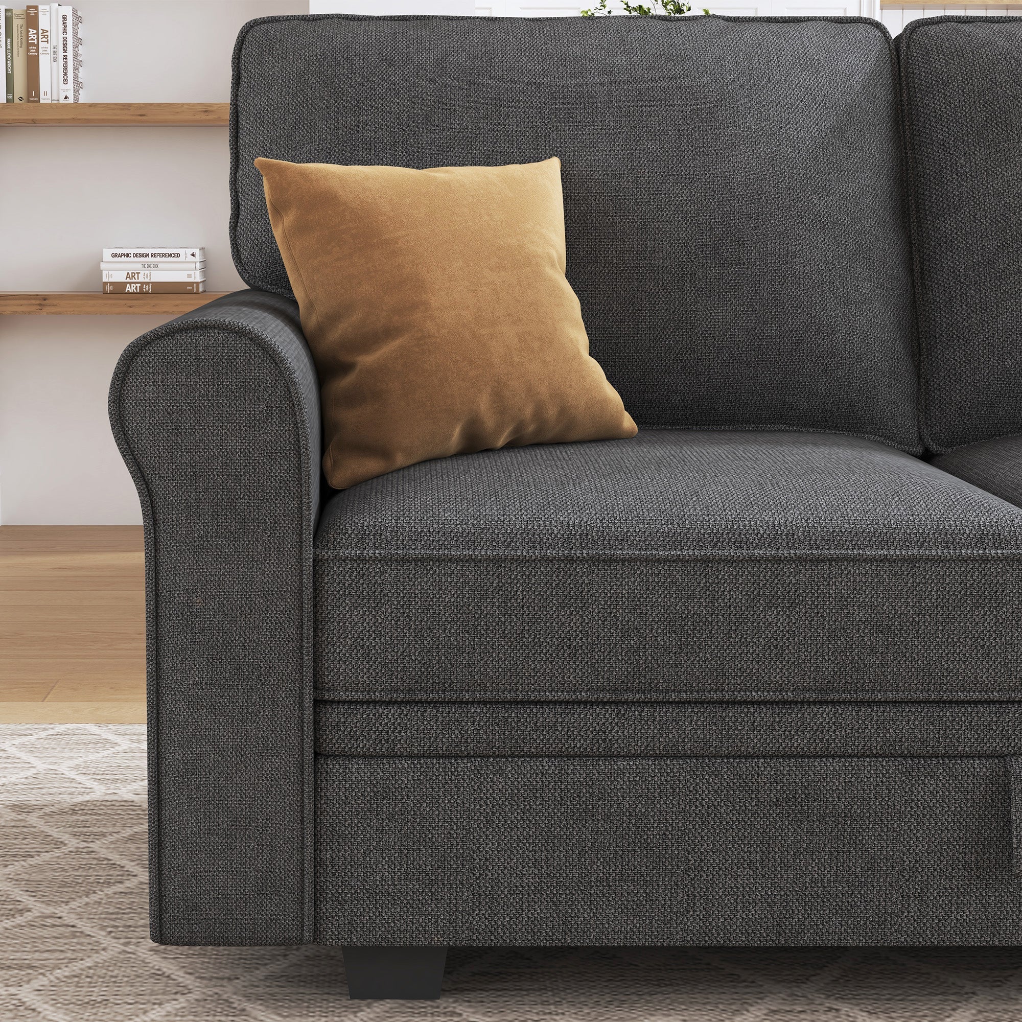 HONBAY Modern Storage Sectional Sofa Couch U-Shaped with Storage Ottomans for Living Room Furniture Sets, Light Grey