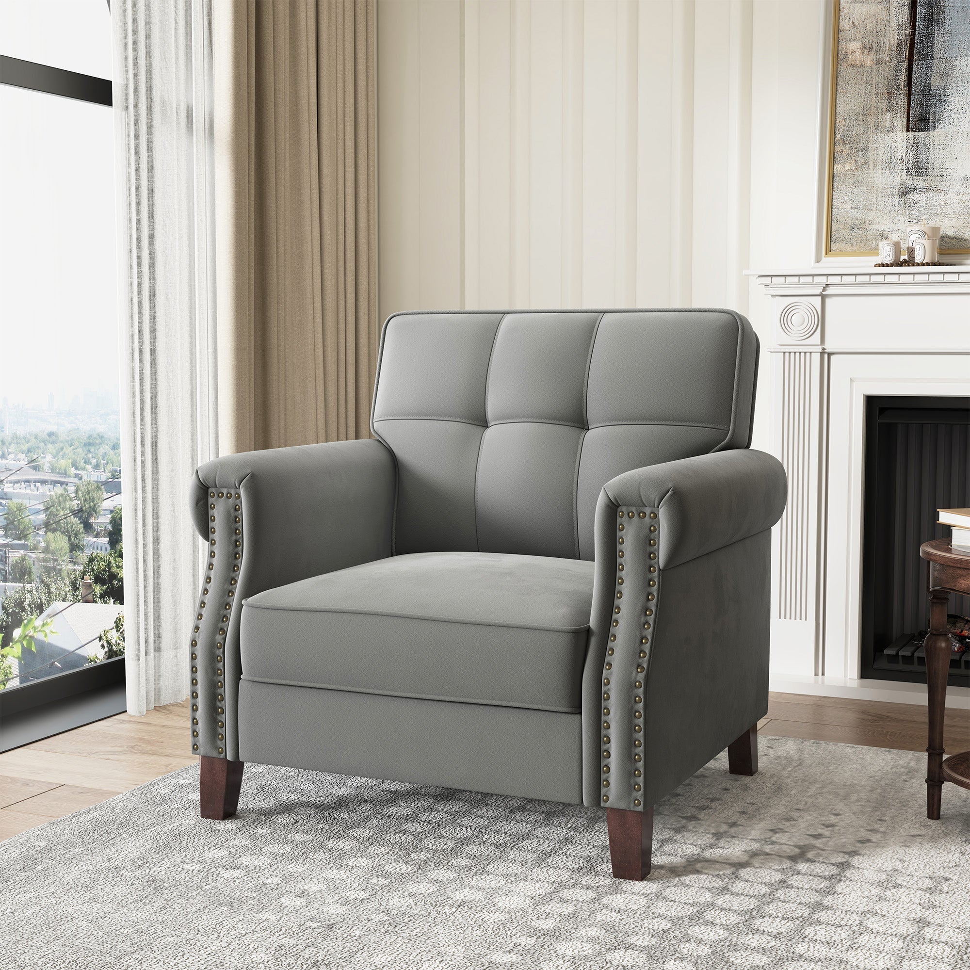 HONBAY Velvet Vintange Accent Chiar