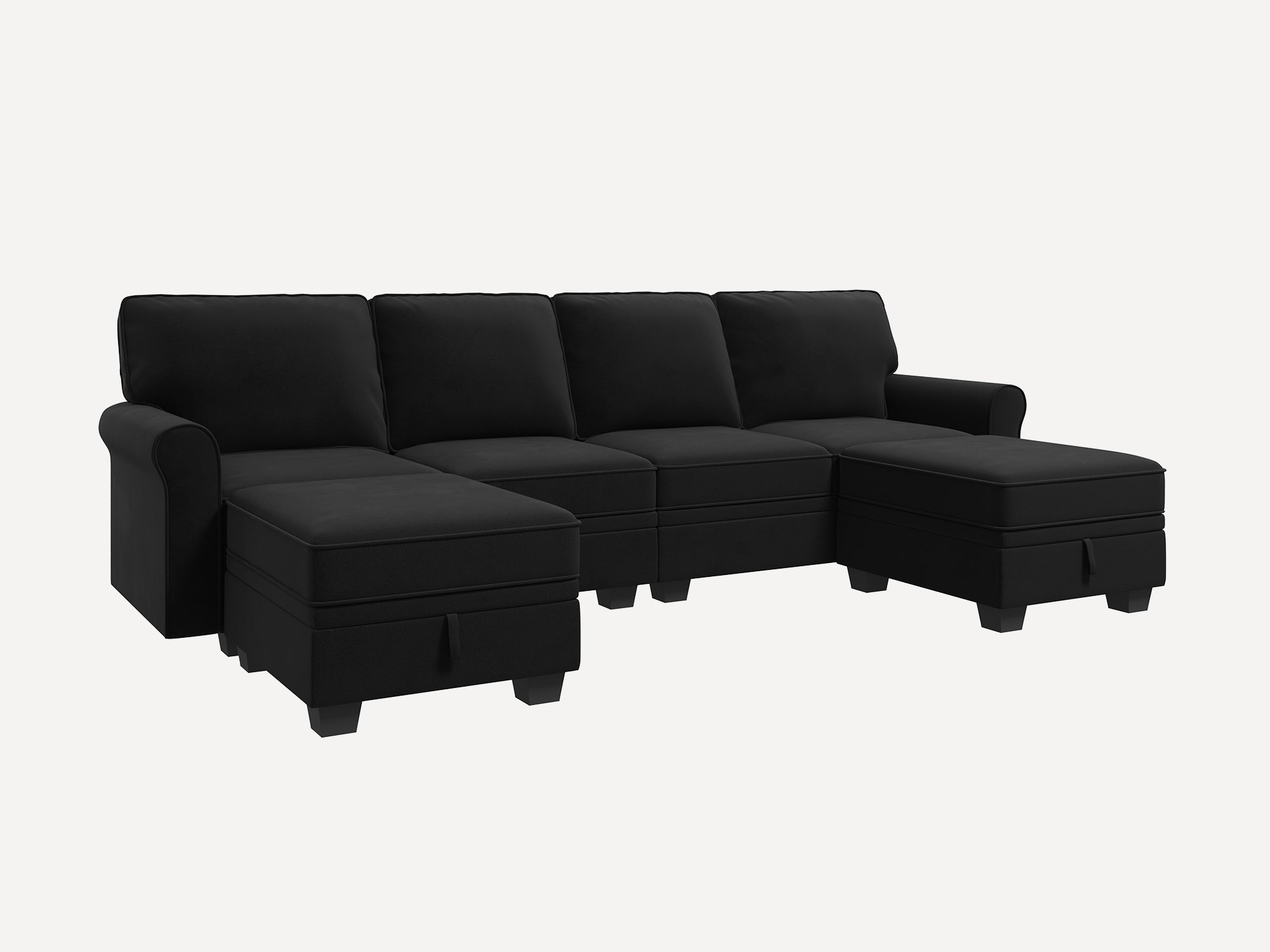 HONBAY Velvet 4-Seat Sectional Sofa U-Shaped Sofa with Storage Seat