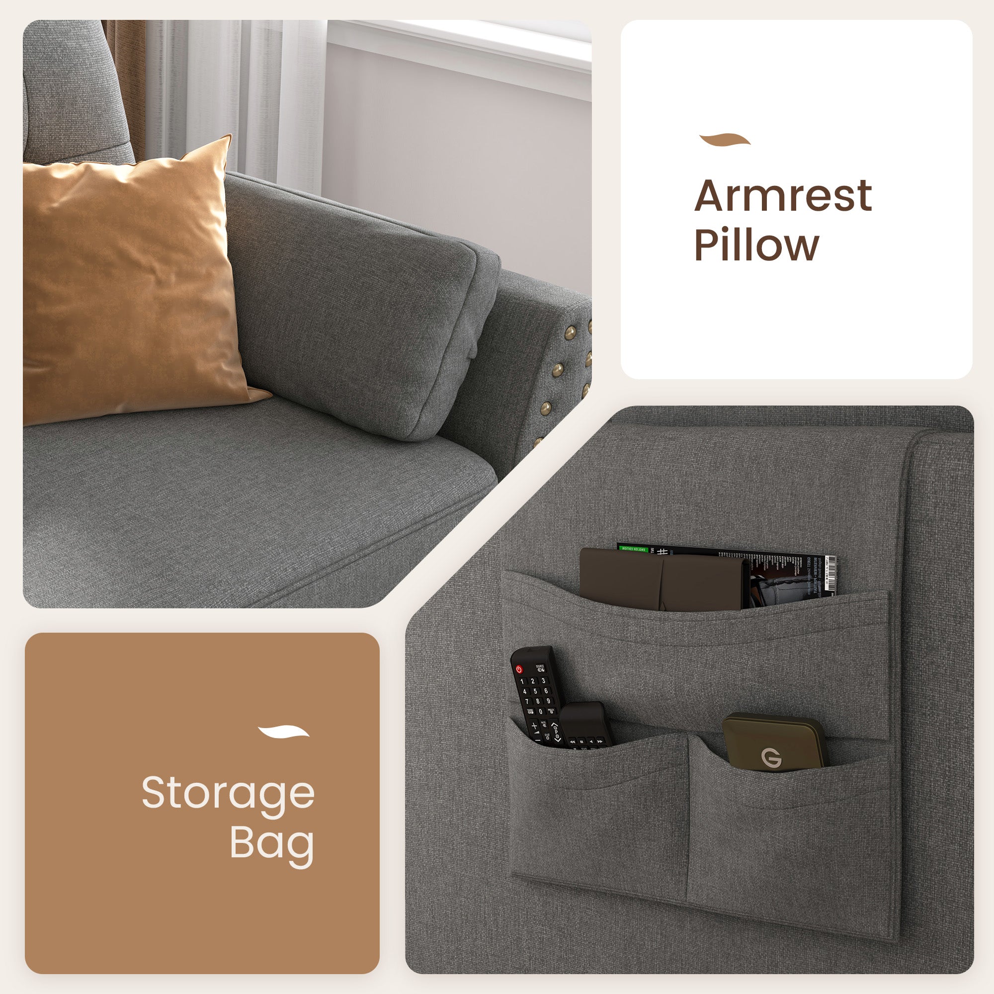 HONBAY 4-Seat U-Shaped Sectional Sofa with Storage Reversible Chaise Set