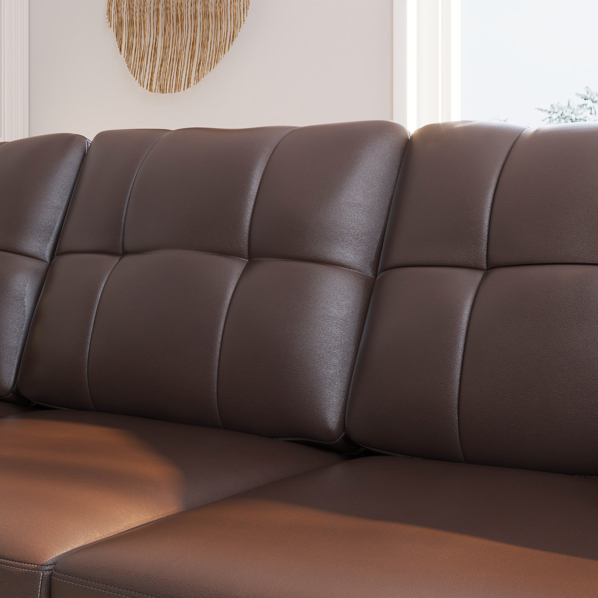 HONBAY 4-Seat Sectional Sofa Sleeper with Storage