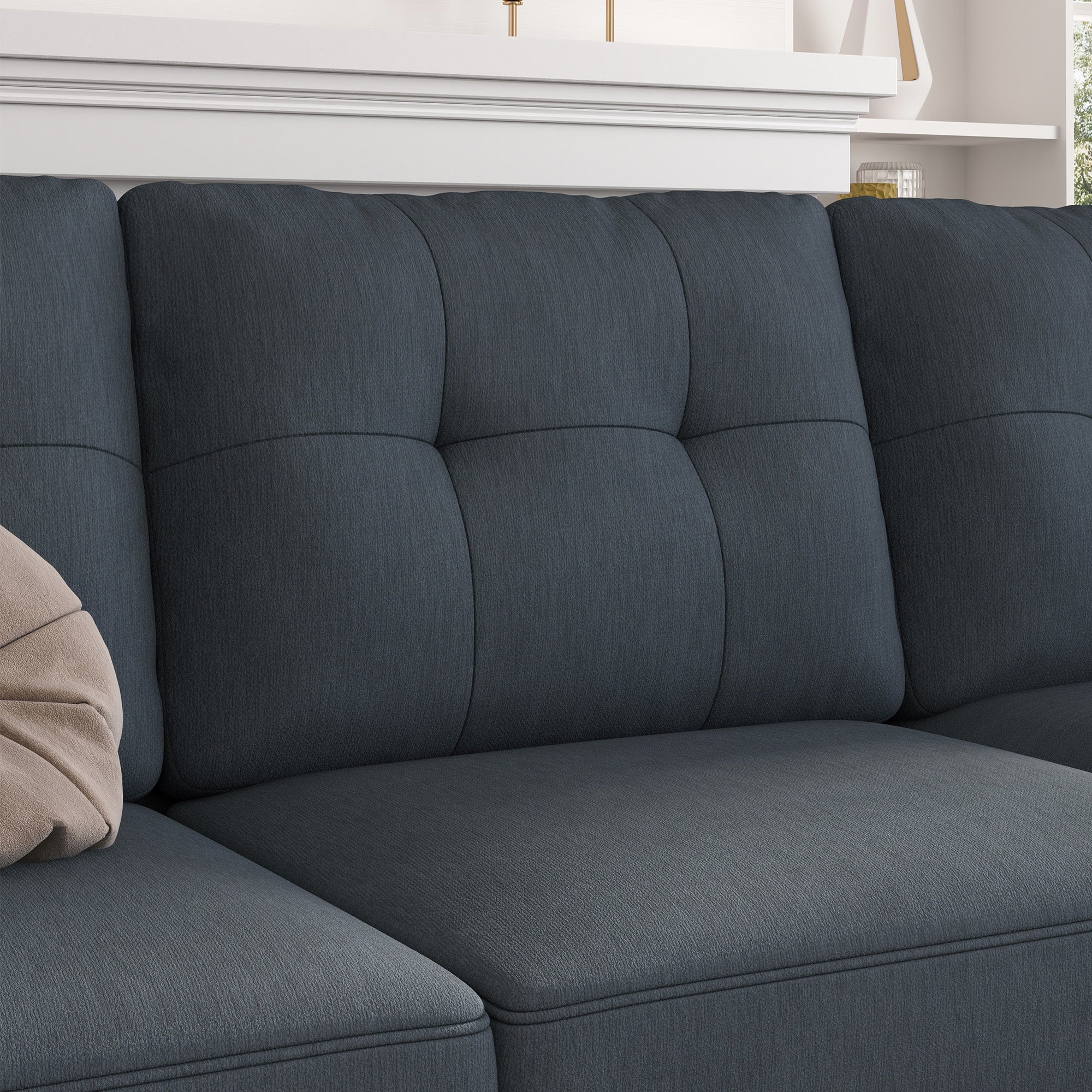 HONBAY 4-Seat U-Shaped Sectional Sofa with Storage Reversible Chaise Set