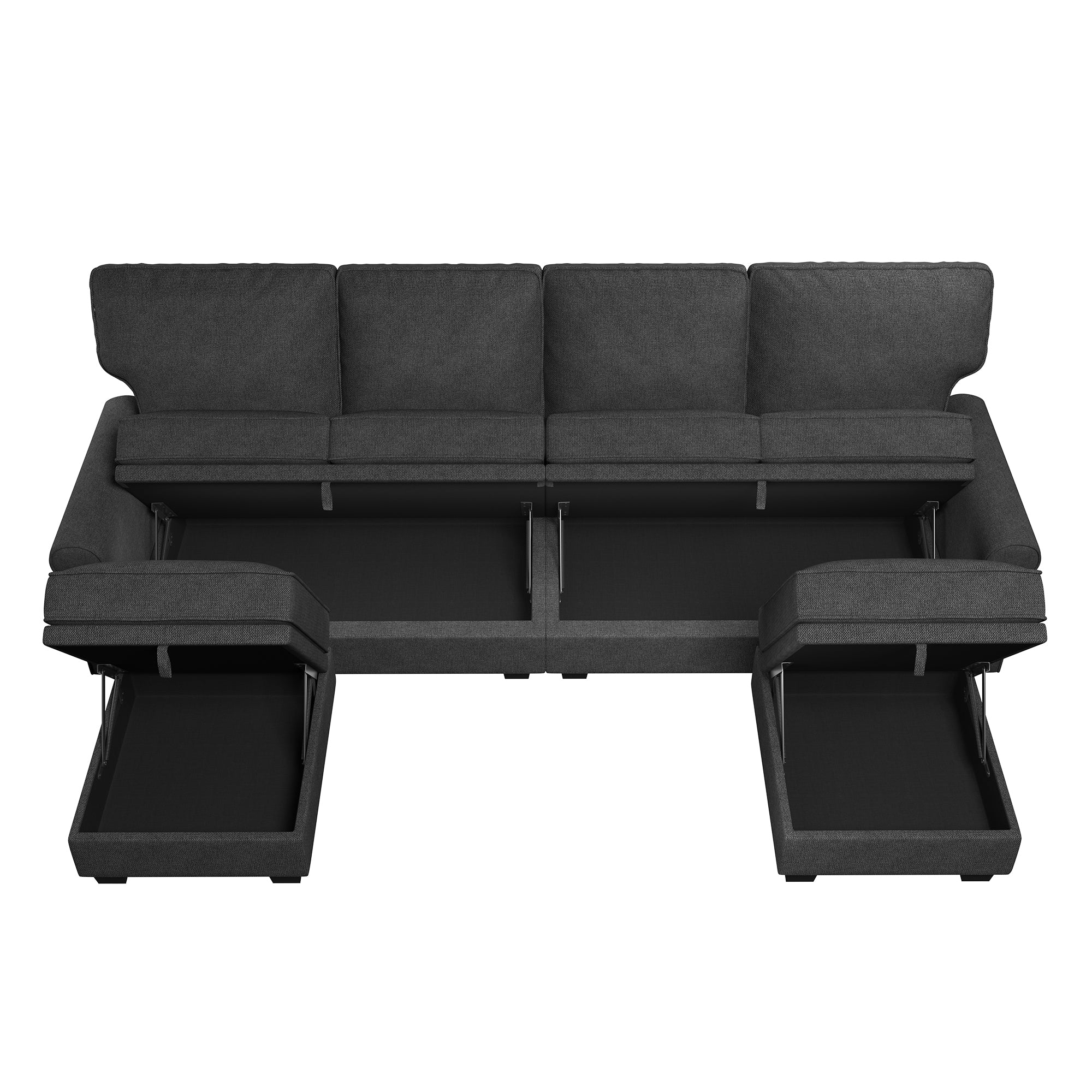 HONBAY Modern Storage Sectional Sofa Couch U-Shaped with Storage Ottomans for Living Room Furniture Sets, Light Grey