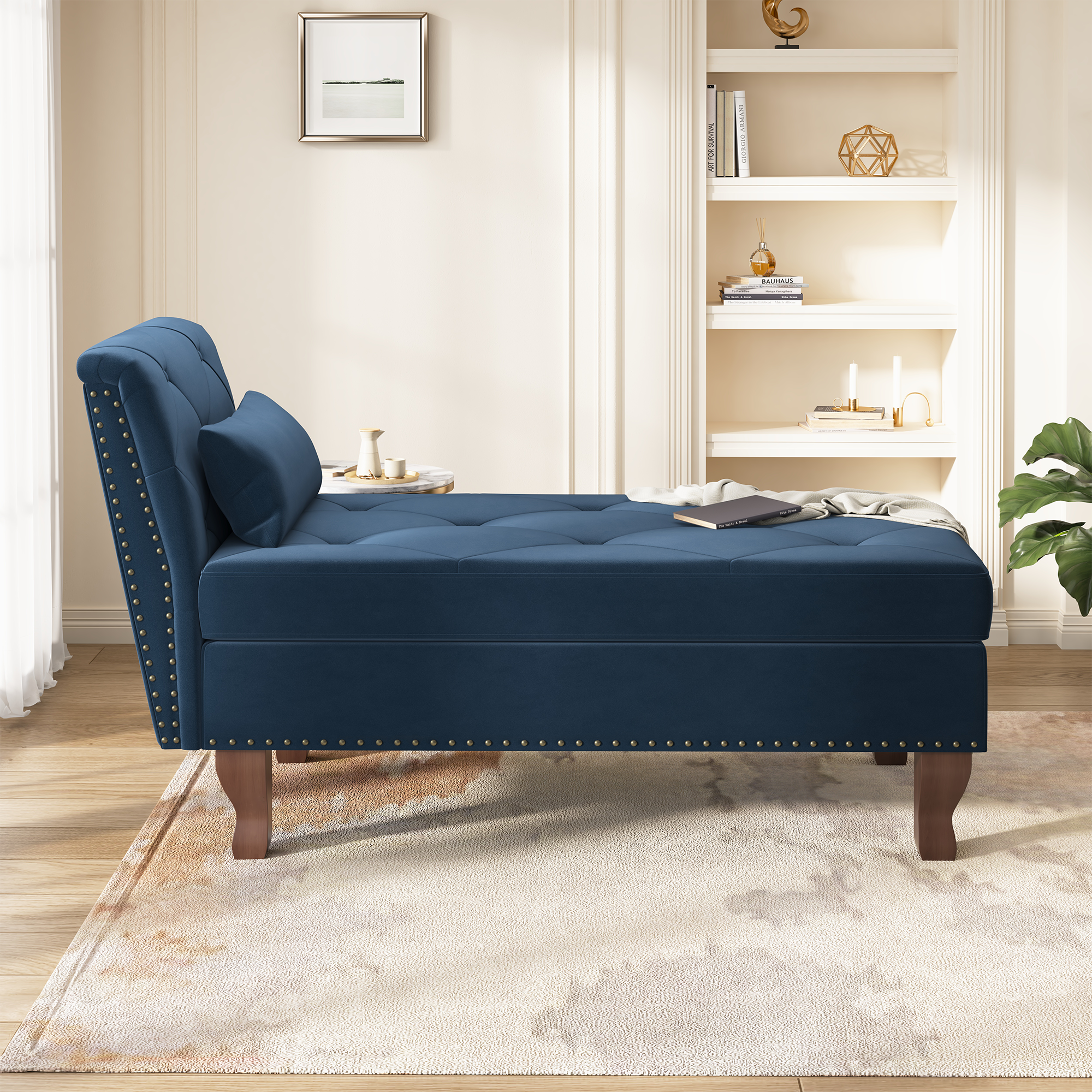HONBAY Velvet Lounge Chair Sofa Couch with Storage Space