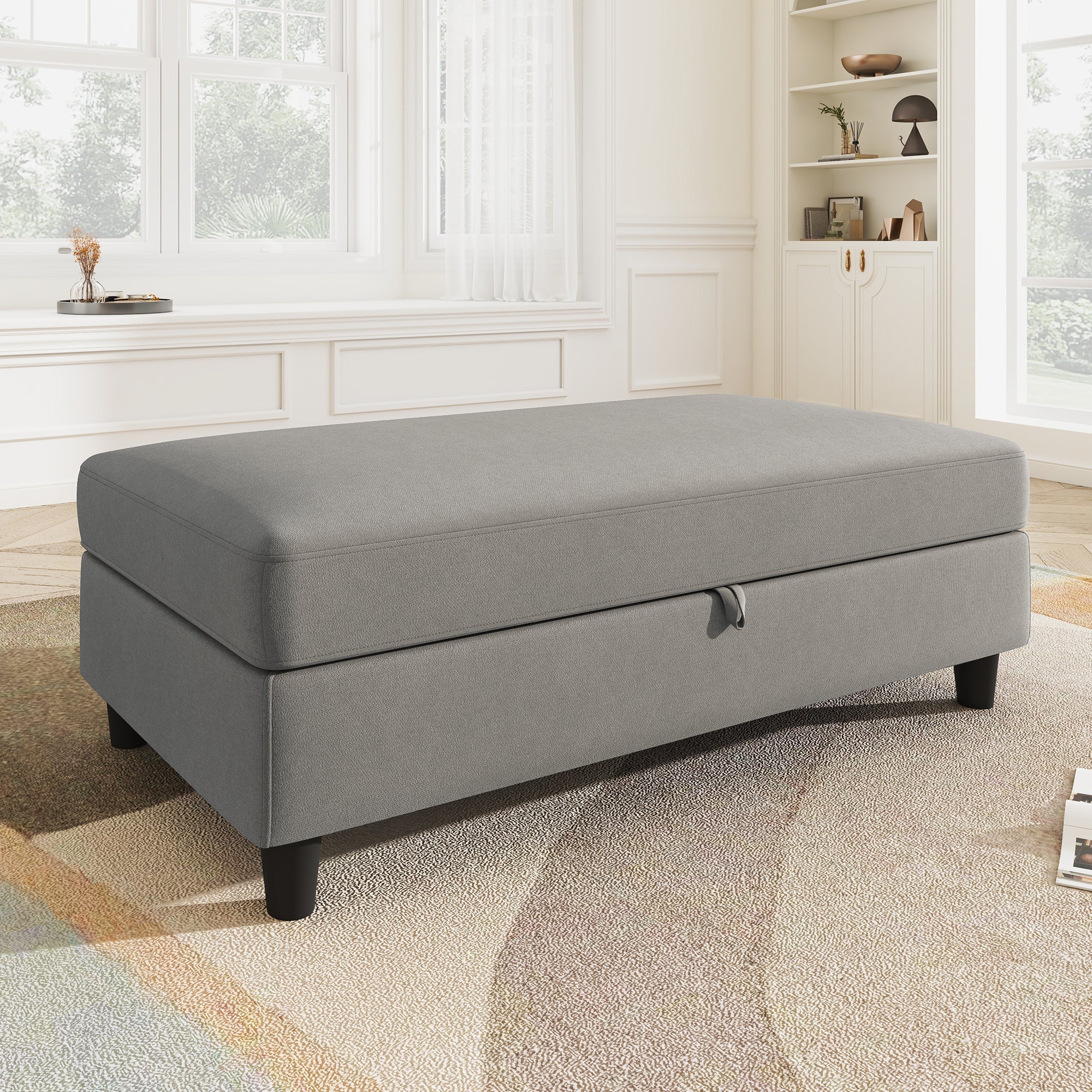 HONBAY Storage Ottoman for U-Shaped Sectional Sofa Couch