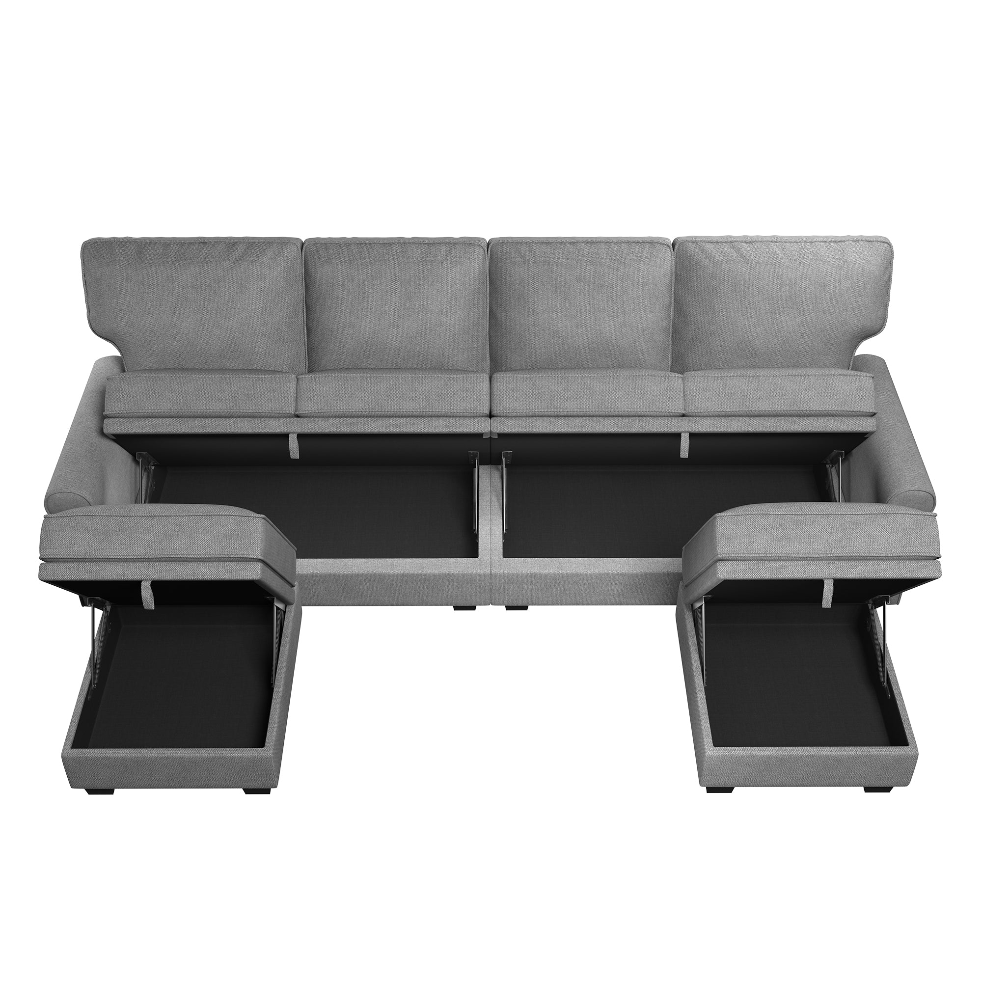 HONBAY 4-Seat Sectional Sofa U-Shaped Sofa with Storage Seat Media#Color_Light Grey