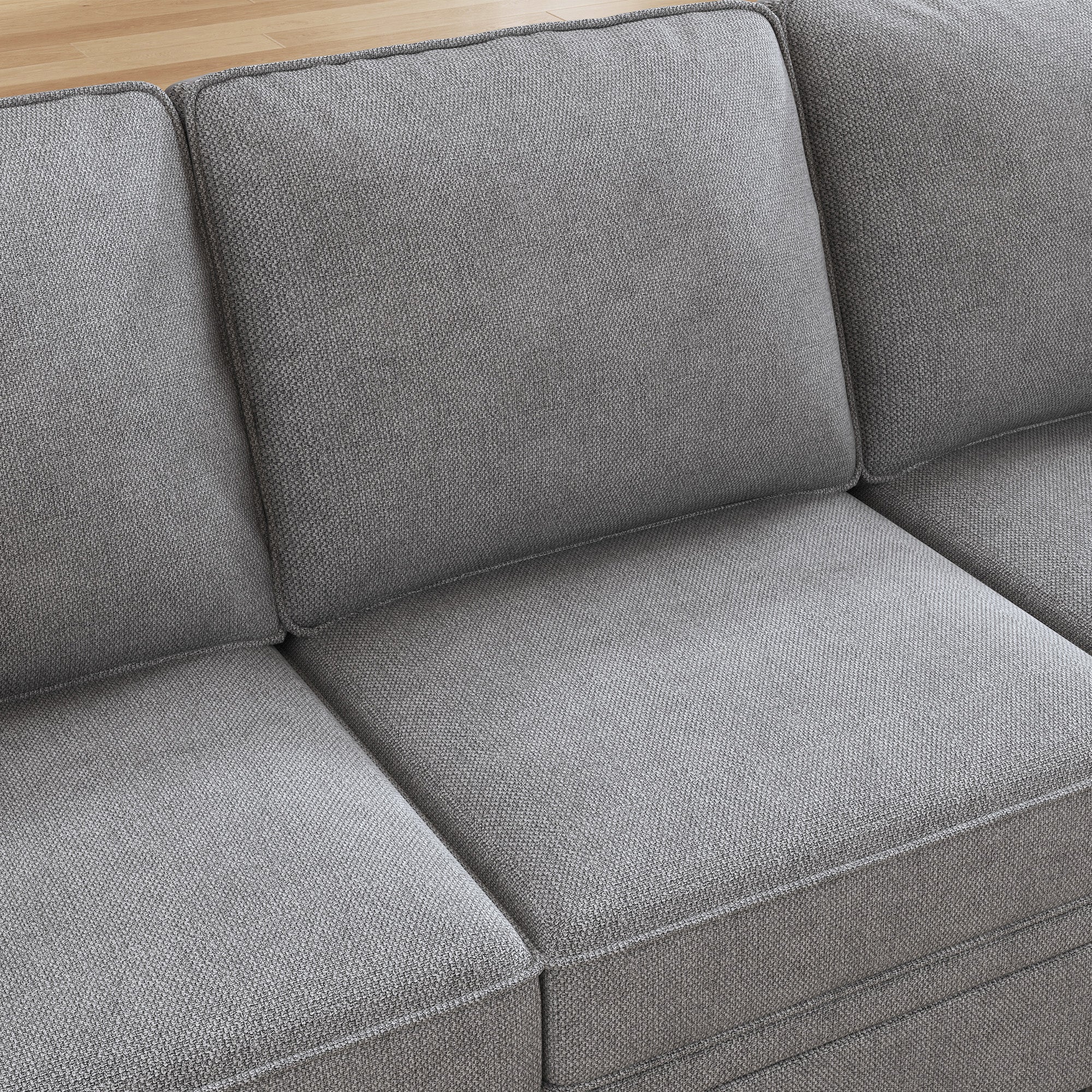 HONBAY 4-Seat Sectional Sofa U-Shaped Sofa with Storage Seat Media#Color_Light Grey