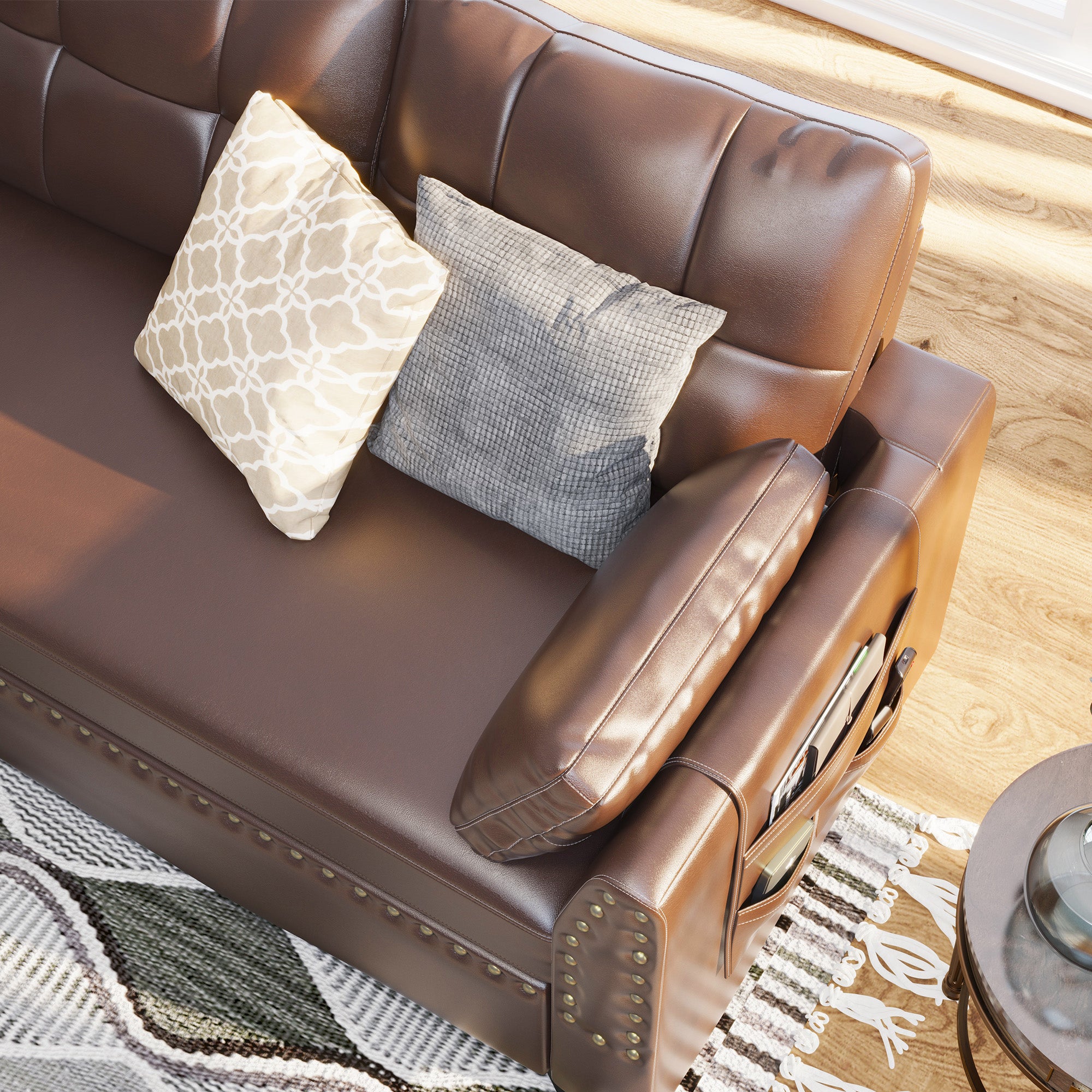 HONBAY 4-Seat Sectional Sofa Sleeper with Storage