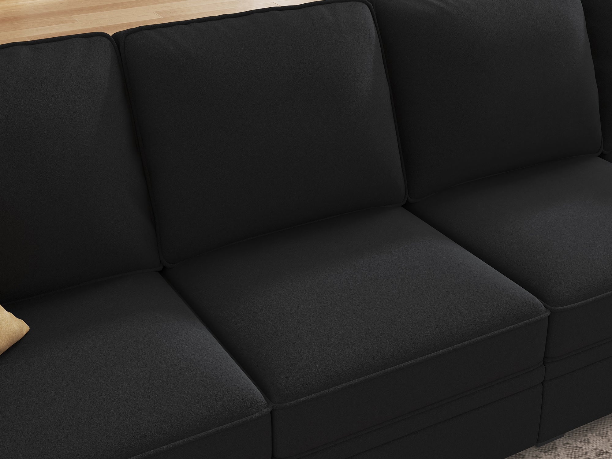 HONBAY Velvet 4-Seat Sectional Sofa U-Shaped Sofa with Storage Seat
