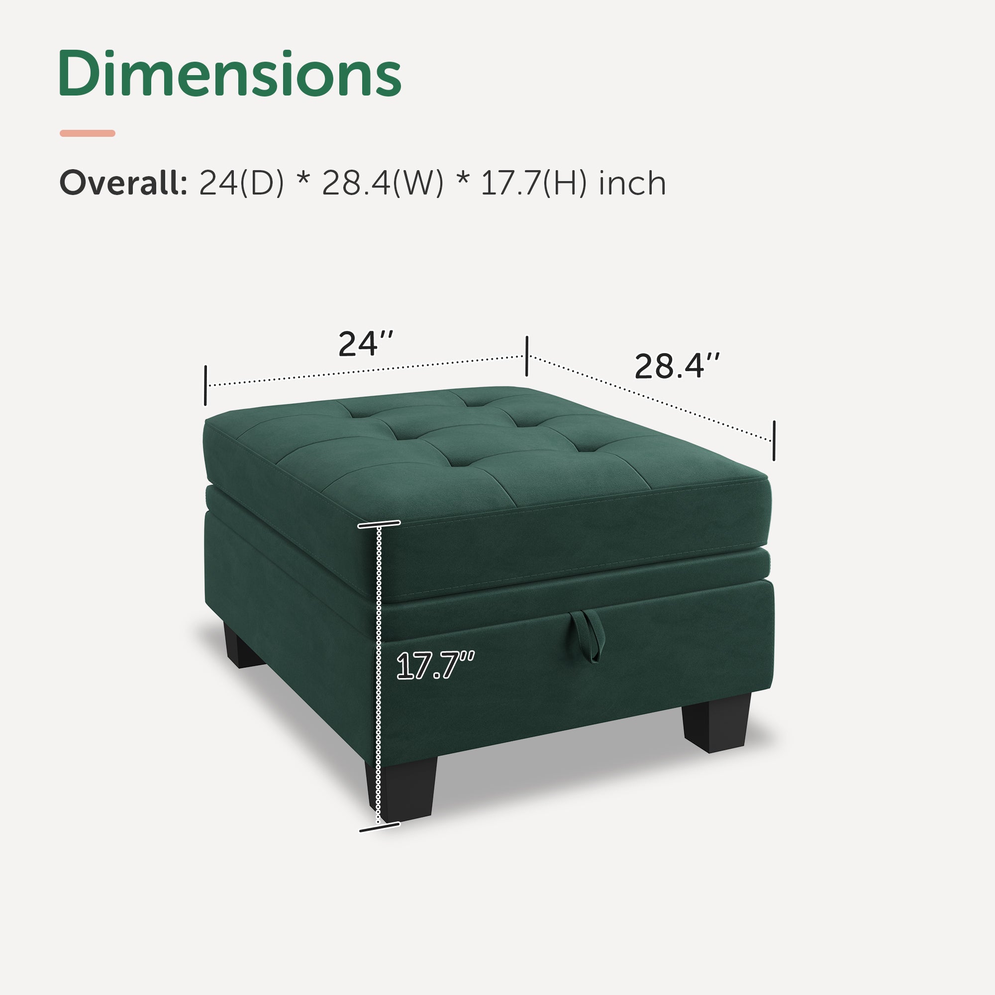 Modular Sectional Storage Ottoman Sale price With Measurements
