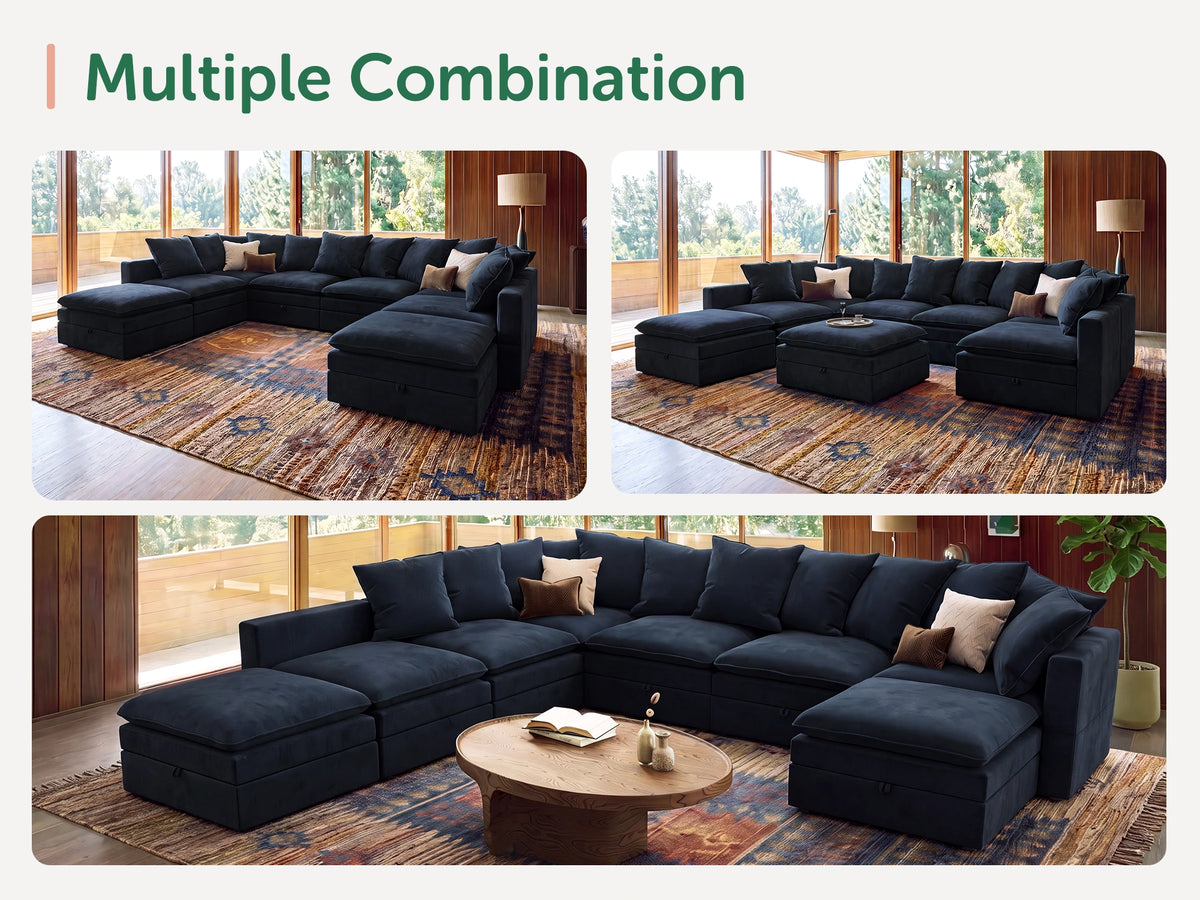 Opua 8-Piece Corduroy Cloud Sleeper Sectional