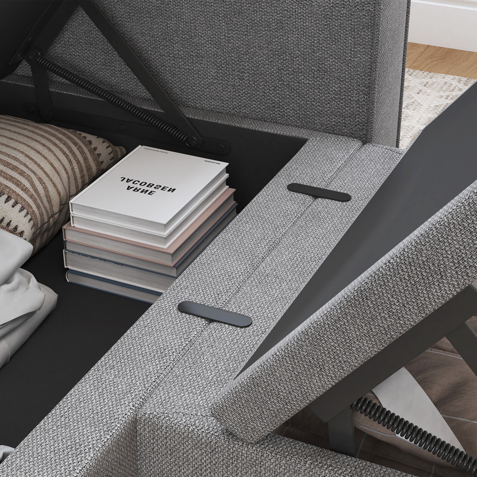 HONBAY Modern Storage Sectional Sofa Couch U-Shaped with Storage Ottomans for Living Room Furniture Sets, Light Grey