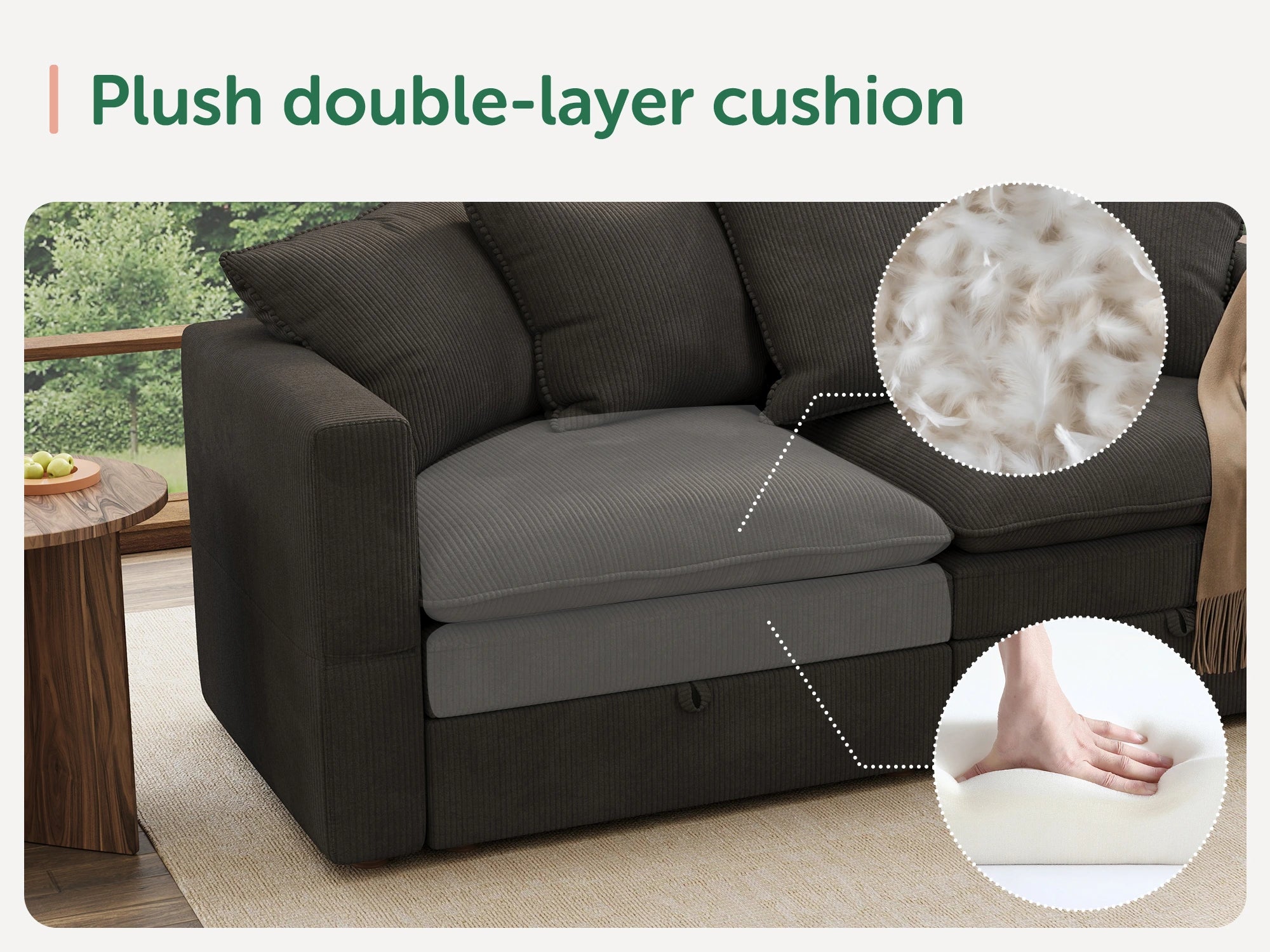 Opua 5-Piece Corduroy Cloud Sectional