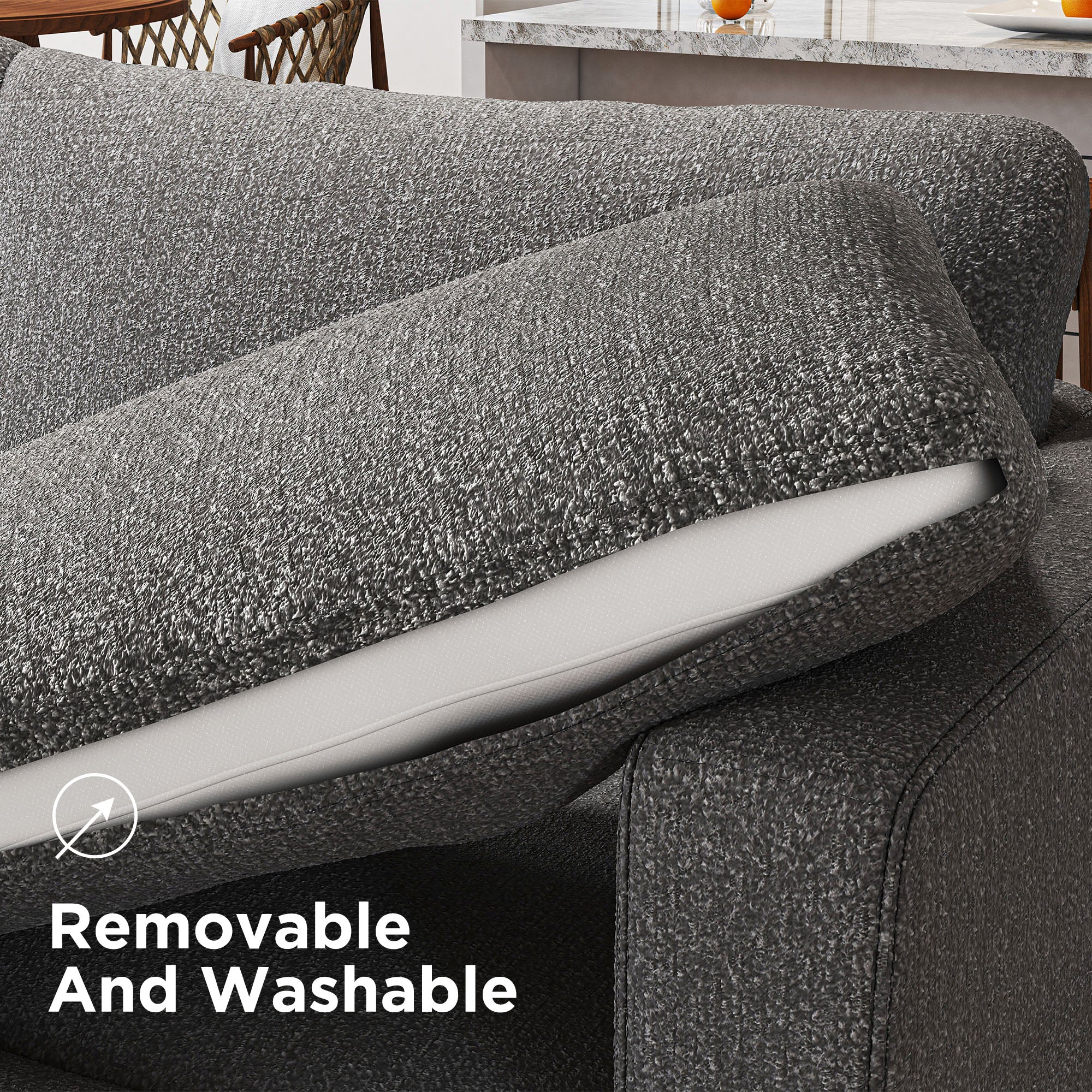 HONBAY 4 Seat L-shaped Wider Modular Sofa with Reversible Storage Ottoman