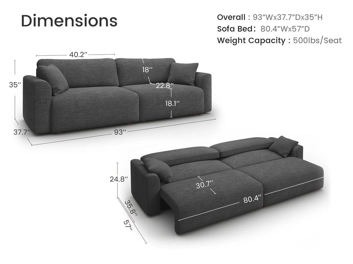 Cala 2-Seater Chenille Sofa Bed with Storage
#Color_ Charcoal Gray