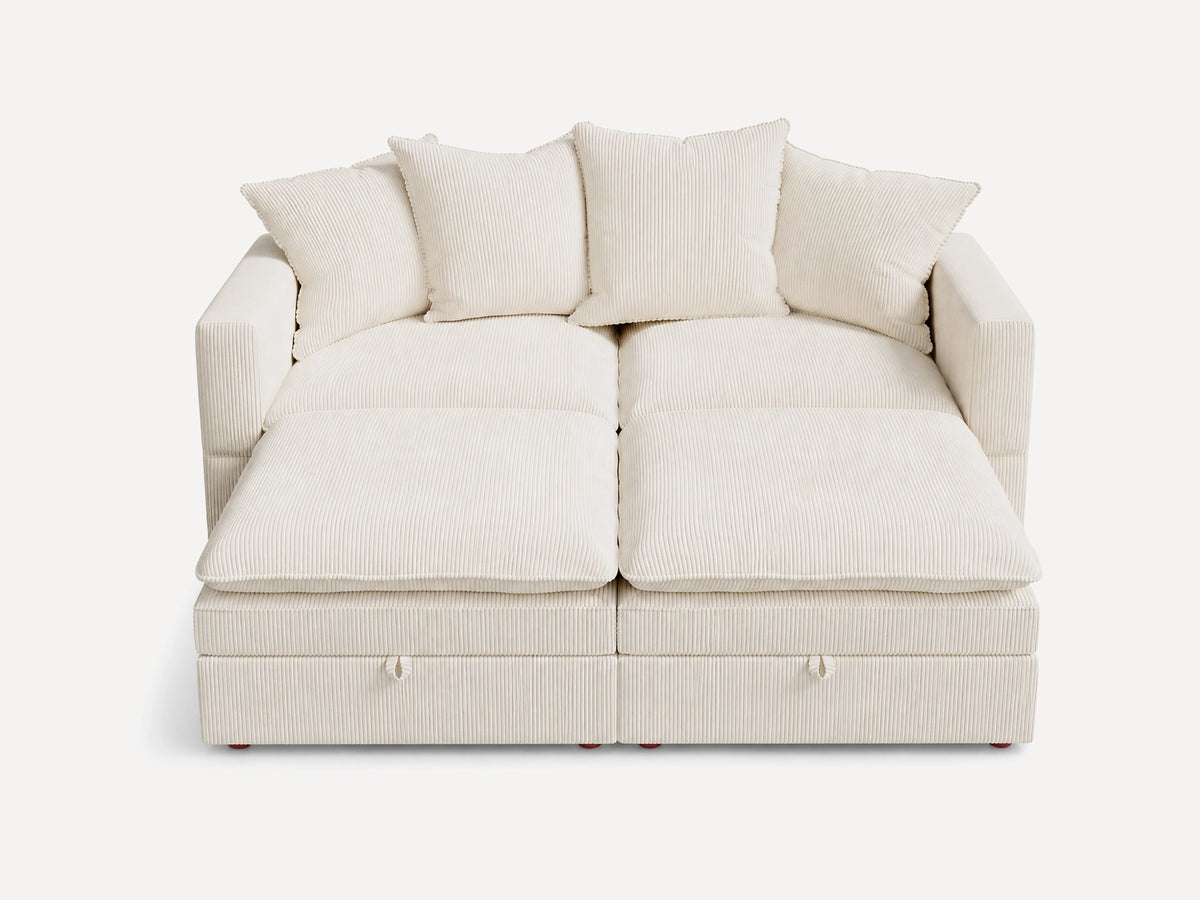 HONBAY 4-Piece Plush double-layer Cushion Corduroy Modular Sleeper Sectional Cloud Sofa
#Color_Corduroy Beige