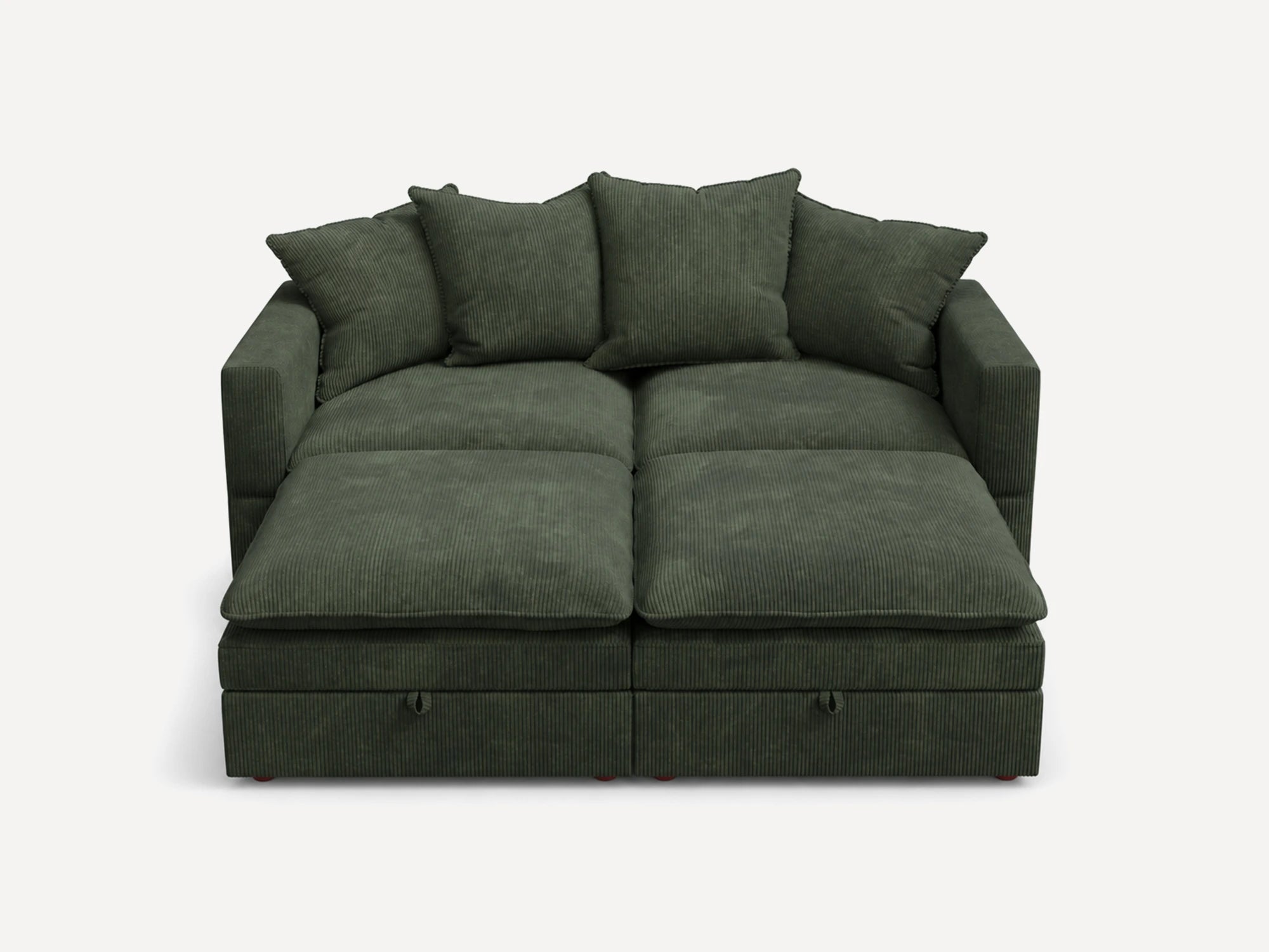 HONBAY 4-Piece Plush double-layer Cushion Corduroy Modular Sleeper Sectional Cloud Sofa
#Color_Corduroy Green