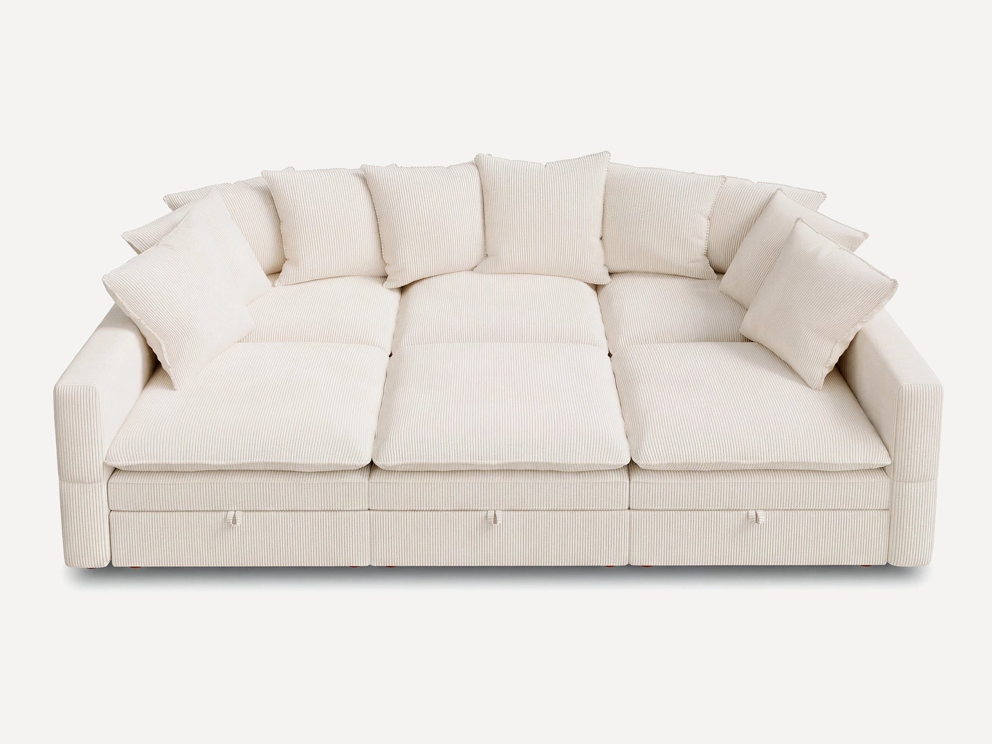 HONBAY 6-Piece Plush double-layer Cushion Corduroy Modular Sleeper Sectional Cloud Sofa
#Color_Corduroy Beige