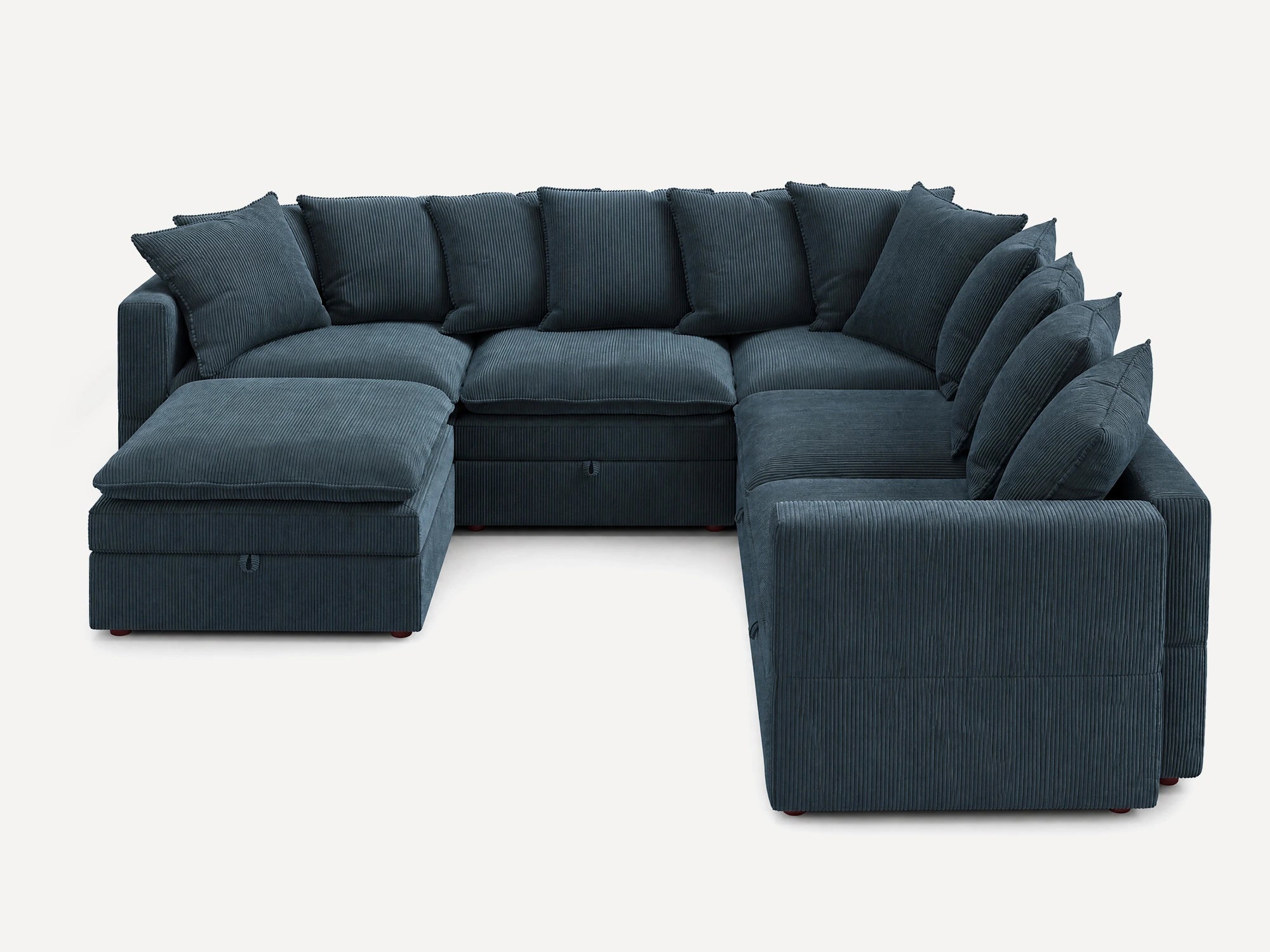 HONBAY 6-Piece Plush double-layer Cushion Corduroy Modular U-Shaped Sectional Cloud Sofa
#Color_Corduroy Blue