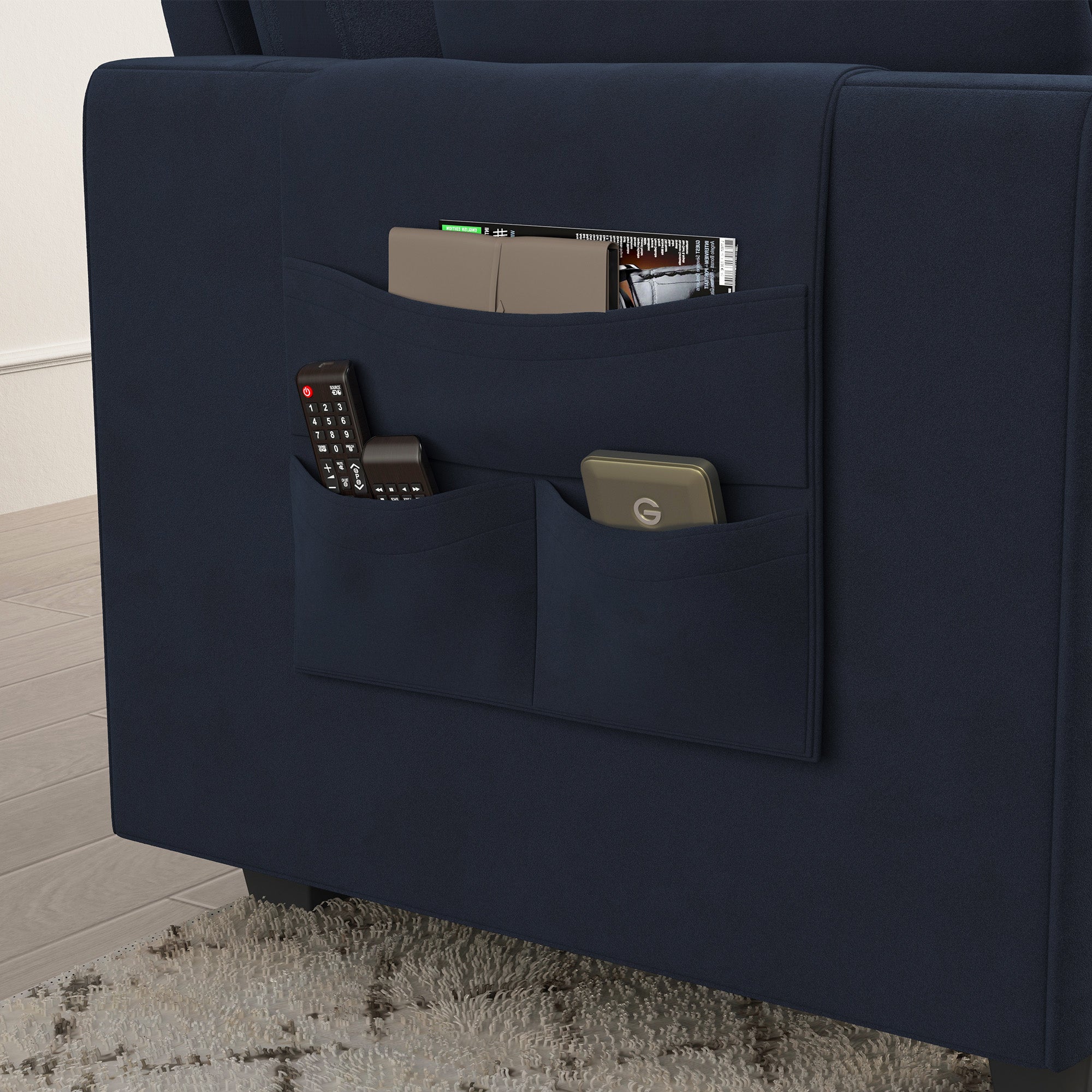 HONBAY Velvet 4-Seat Sectional Sofa Sleeper with Storage