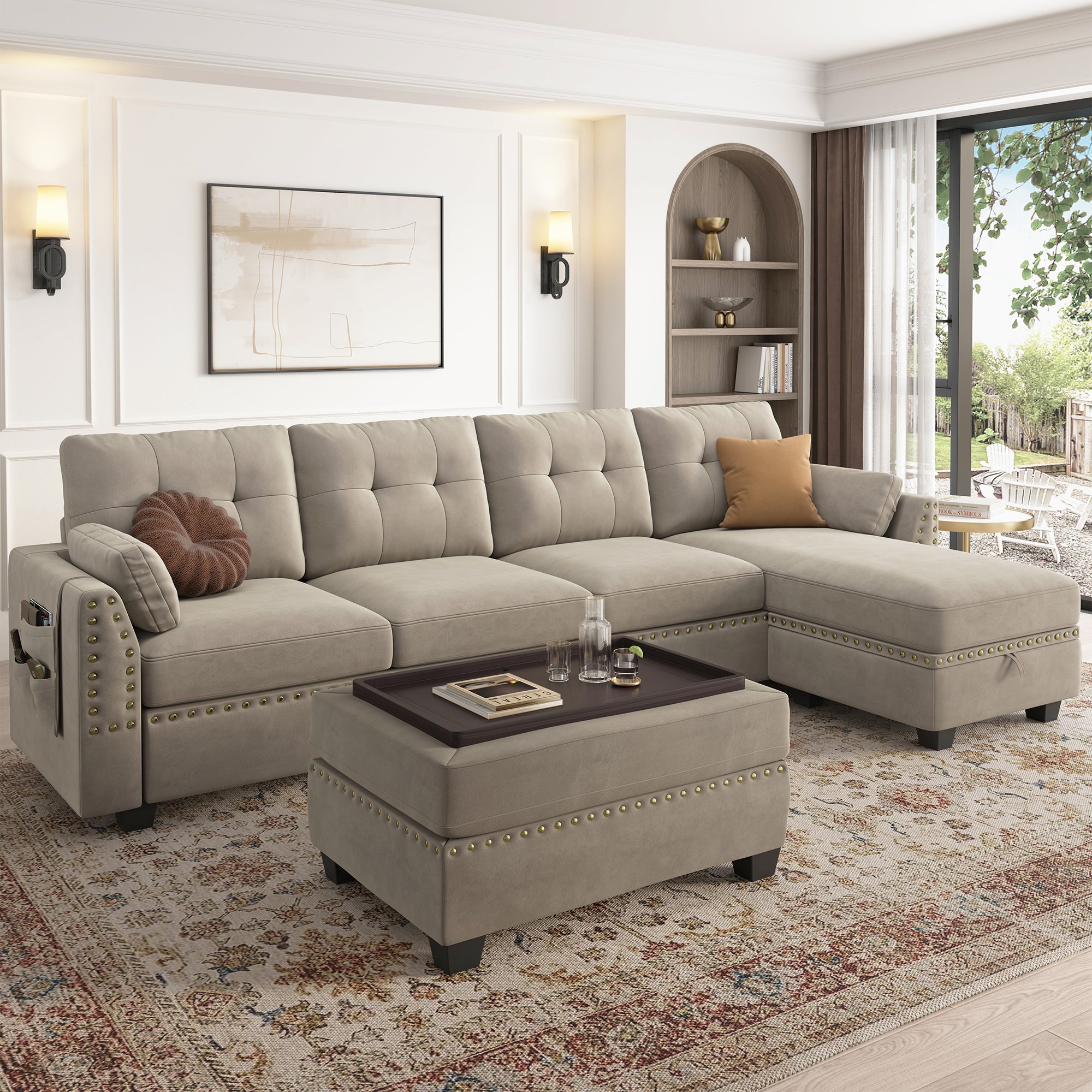 Beige deals sectional couch