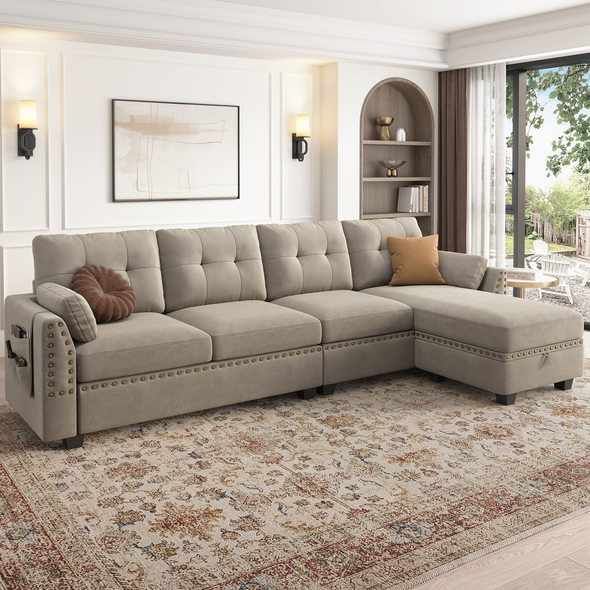 Sofa with best sale long chaise