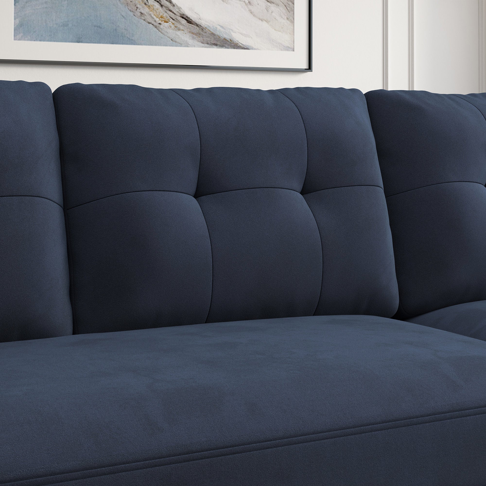 HONBAY Velvet 4-Seat Sectional Sofa Sleeper with Storage