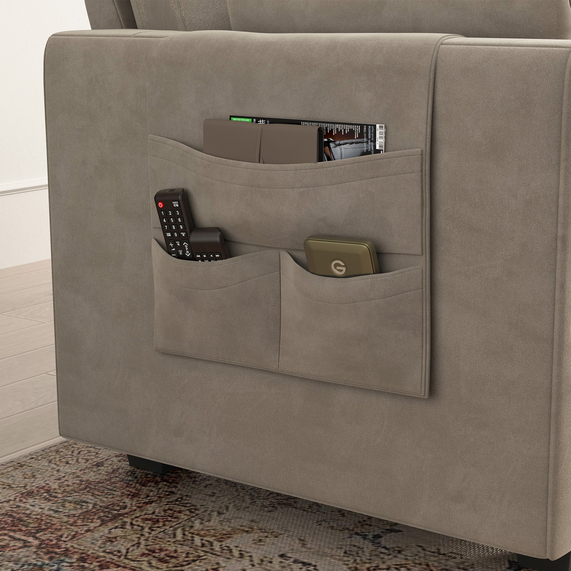 HONBAY Velvet 4-Seat Sectional Sofa Sleeper with Storage