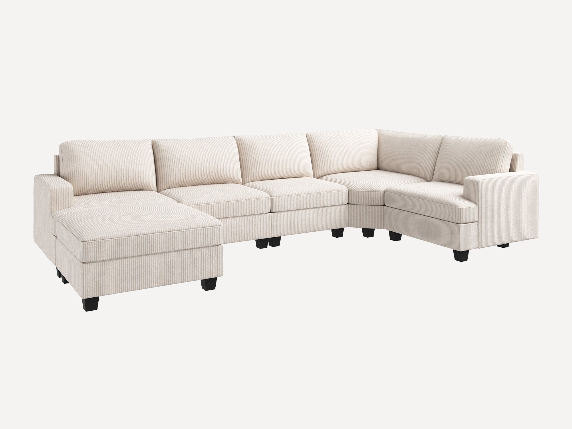 HONBAY 6 Piece Modular Sectional With Storage Ottoman