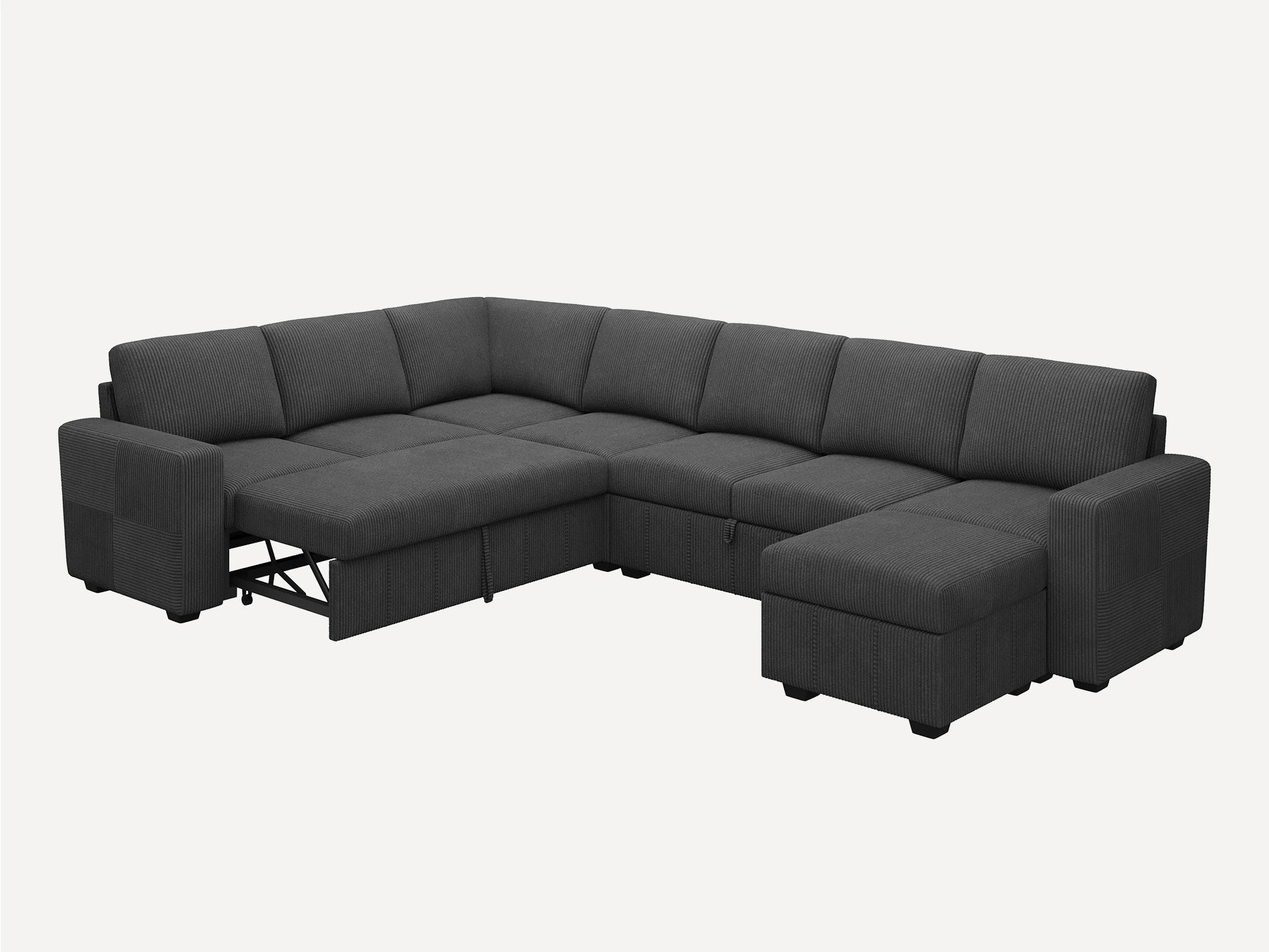 8-Piece Oversized U-Shaped Corduroy Pull-Out Sleeper
#Color_Corduroy Grey